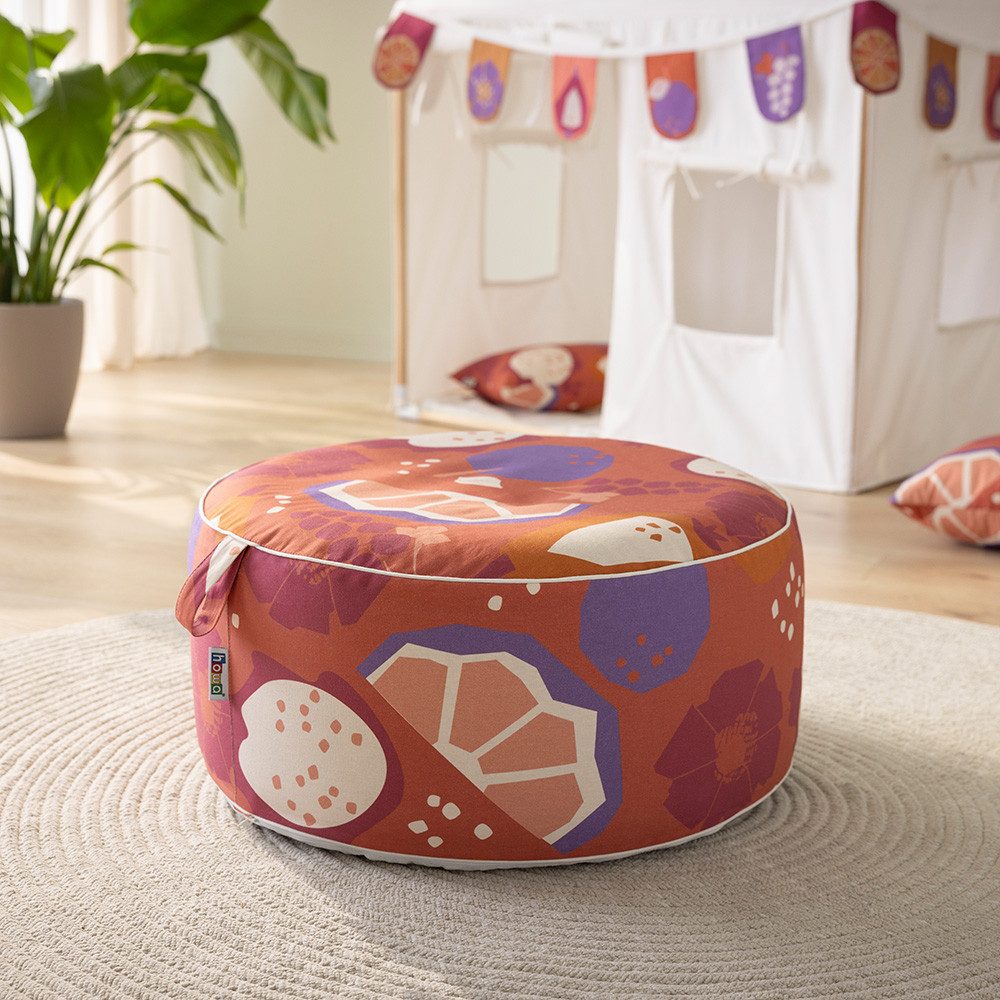 howa Bodenkissen colorful red, Sitzhocker Sitzkissen Outdoor aufblasbar, Pouf Hocker, Ø 55cm H 25 cm