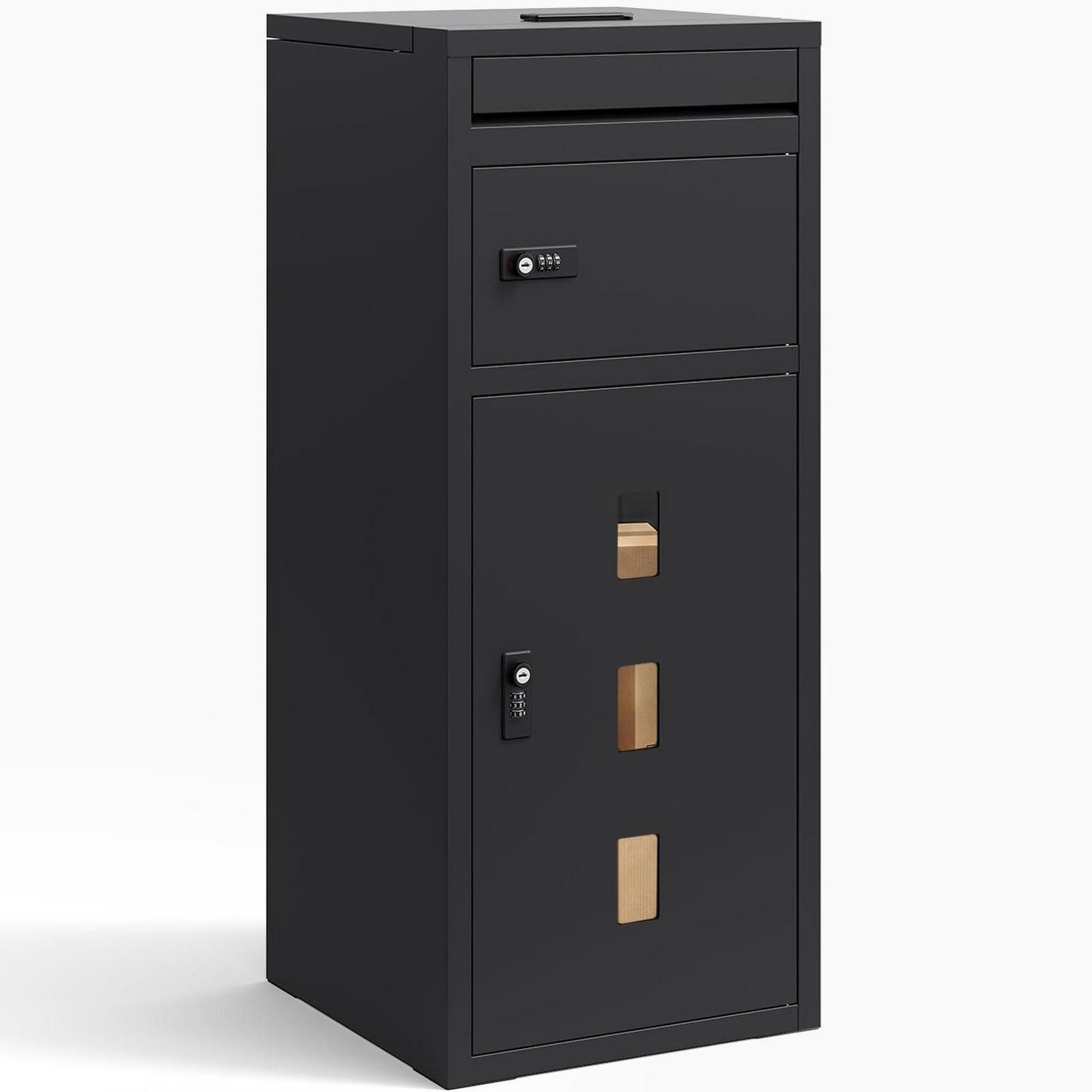 LuxusKollektion Aufbewahrungsbox Paketbox mit Sichtfenster Schwarz (1 St)