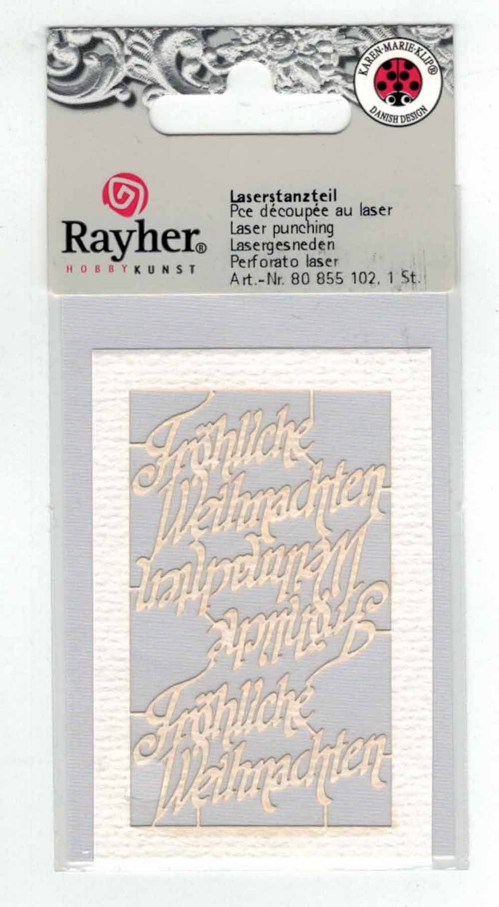 Rayher Zeichenpapier Laserstanzteil 'Fröhliche Weihnachten' 7,5x5cm Weiß