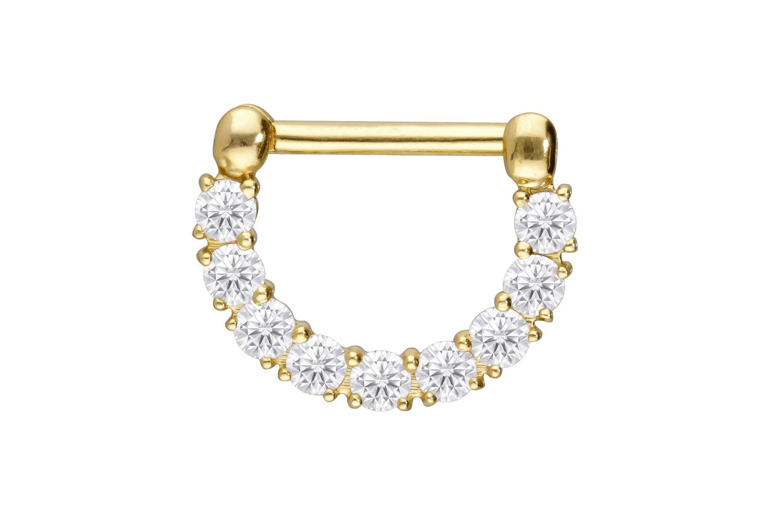 PIERCINGLINE Nasenpiercing 18 Karat Gold Clicker 9 EINGEFASSTE MOISSANITE Ohrpiercing Septum Nase (Clicker, 1-tlg), Ohrpiercing für Conch, Helix, Tragus, Daith, Lobe