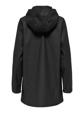 JACQUELINE de YONG Regenjacke Regen Mantel Coat PU Beschichtet Jacke mit Kapuze Wasserdicht 7022 in Schwarz