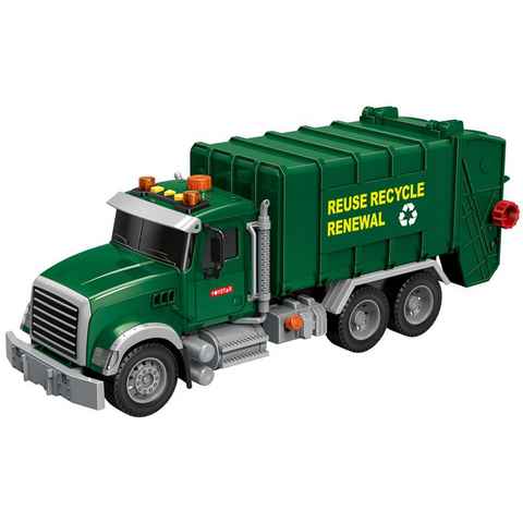 Diakakis Spielzeug-Müllwagen Mega Truck LKW mit Licht Sound inkl. Mülltonnen