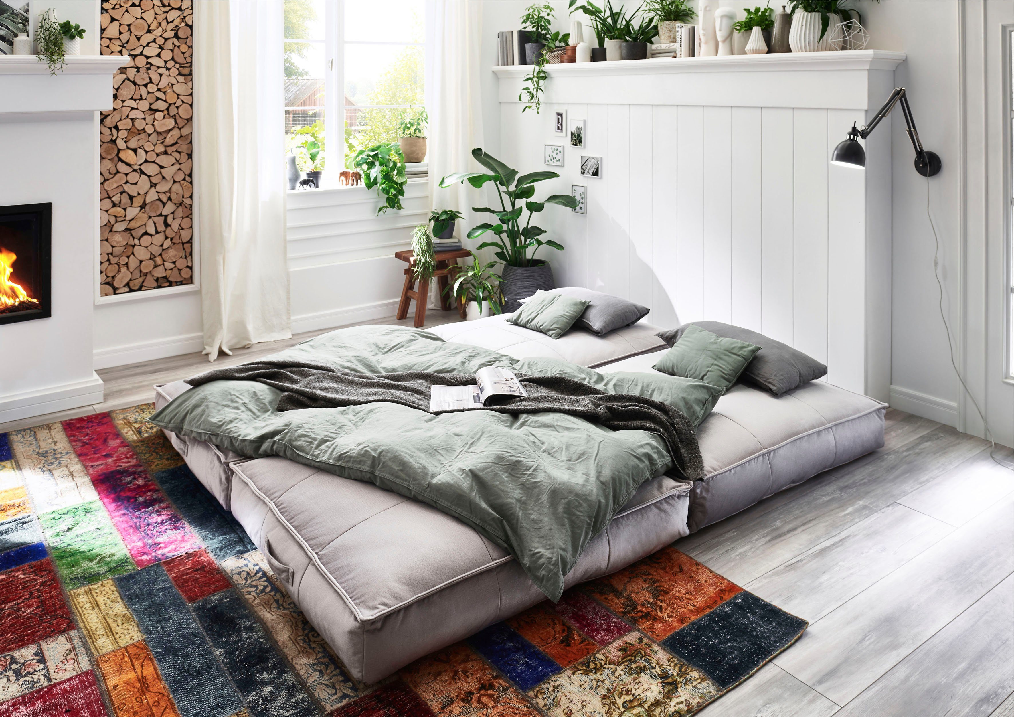 ATLANTIC home collection XXL-Sessel Miro, XXL-Sessel wandelbar hellgrau Gästebett | zum hellgrau