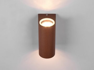 meineWunschleuchte LED Außen-Wandleuchte, LED wechselbar, warmweiß, up down Light, 15cm, Fassadenbeleuchtung für Hauswand, Rost-optik