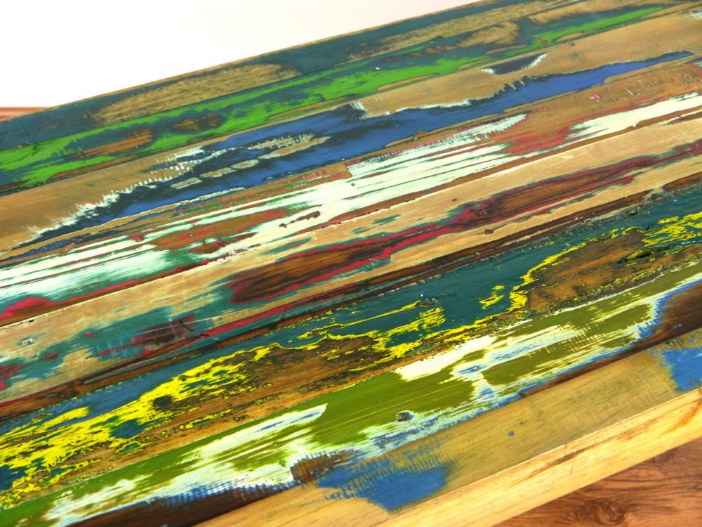 livasia Couchtisch Teakholz, recyceltes Bootsholz 100x50x45cm