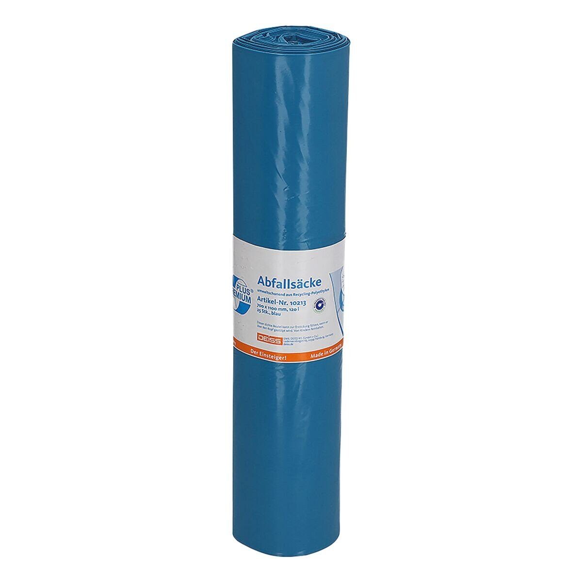 Deiss Müllbeutel PREMIUM PLUS ®, 120 Liter, 25 Stück/Rolle, Flachsack