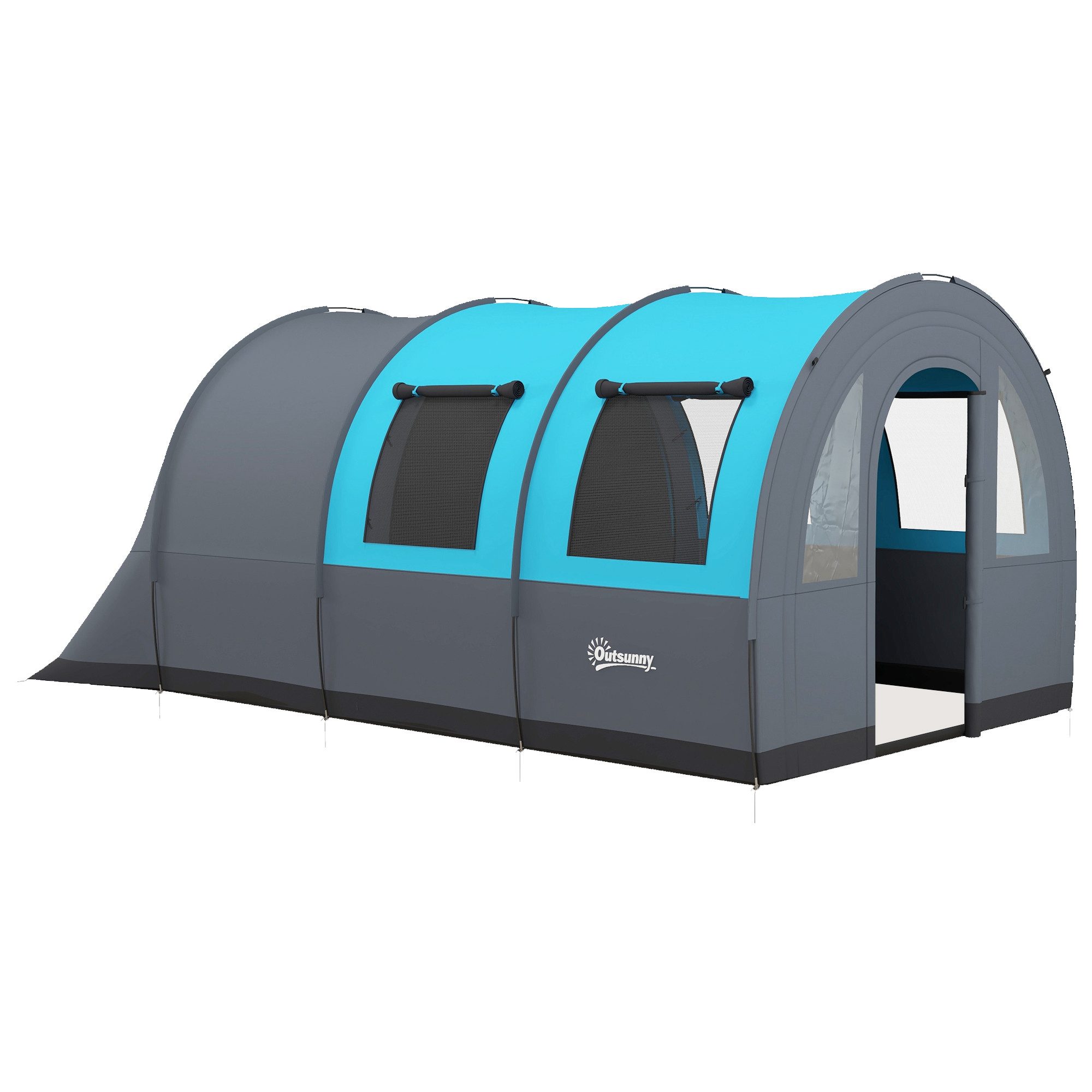 kowdom Tunnelzelt Tunnelzelt 6 Personen, 2-Raum, 3000 mm wasserdicht, mit Zubehör, Personen: 6 (Campingzelt, Komplettzelt für 6 Personen), Tunnelzelt, 6 Personen, 3000 mm wasserdicht, flexibles Raumdesign