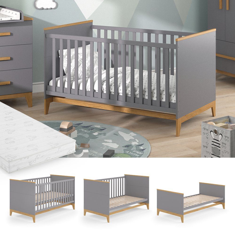 VitaliSpa® Babybett Malia, Grau/Eiche, 70x140 cm günstig online kaufen