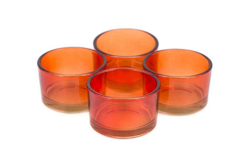 Creativery Teelichthalter, Teelichtgläser klein 51x33mm orange 4er Set