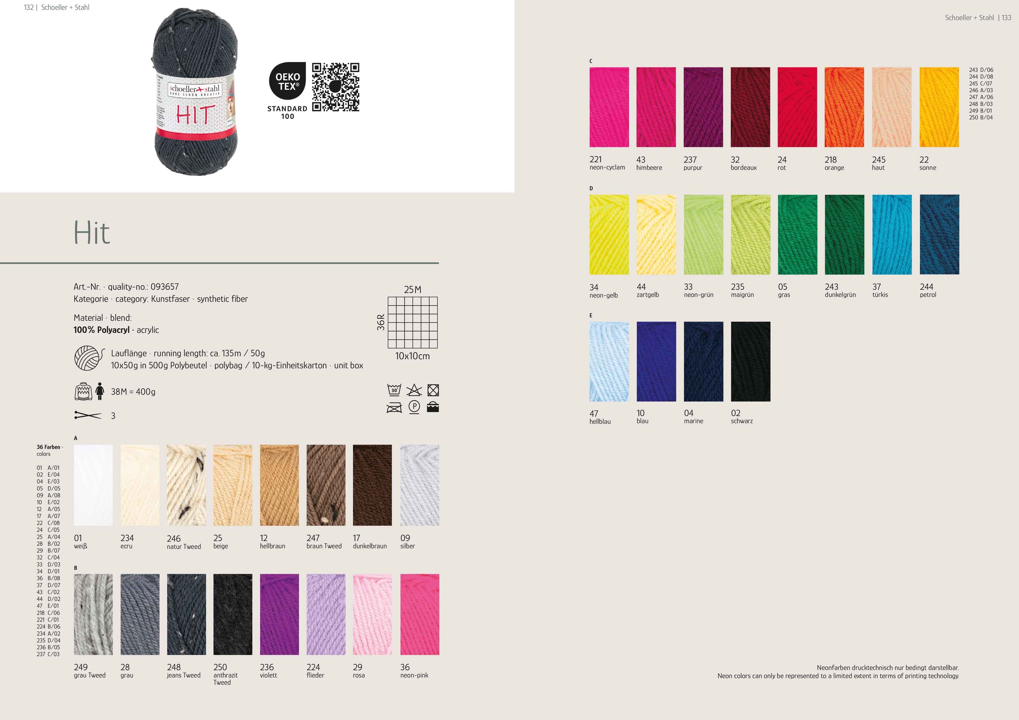Schoeller + Stahl Hit Häkelwolle, 135 m, preiswertes Standardgarn