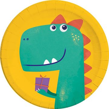 Procos Einweggeschirr-Set Dinosaurier - Kindergeburtstags-Set (37-tlg)