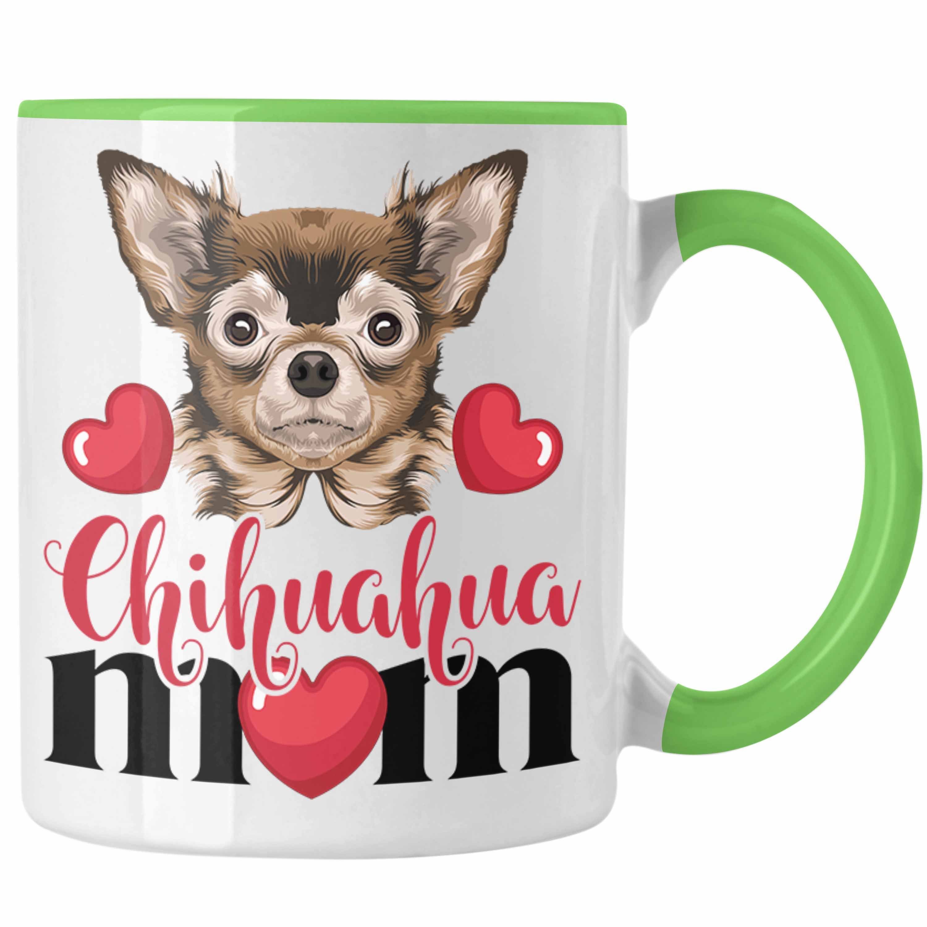 Trendation Tasse Chihuhahua Mom Mama Besitzer Tasse Kaffee-Becher Geschenkidee Frauchen Grün