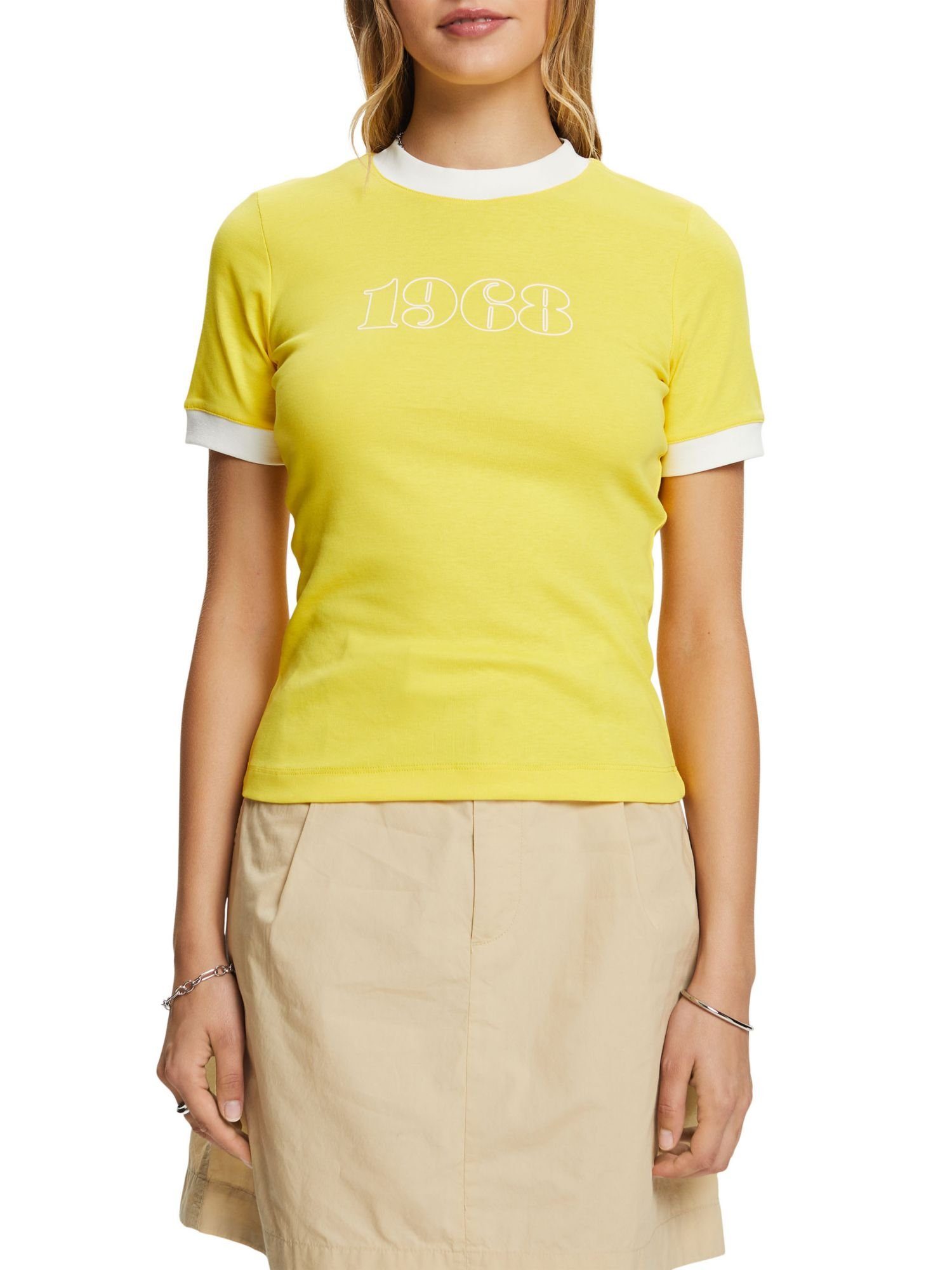 (1-tlg) YELLOW T-Shirt Esprit aus Logo-T-Shirt Baumwolljersey