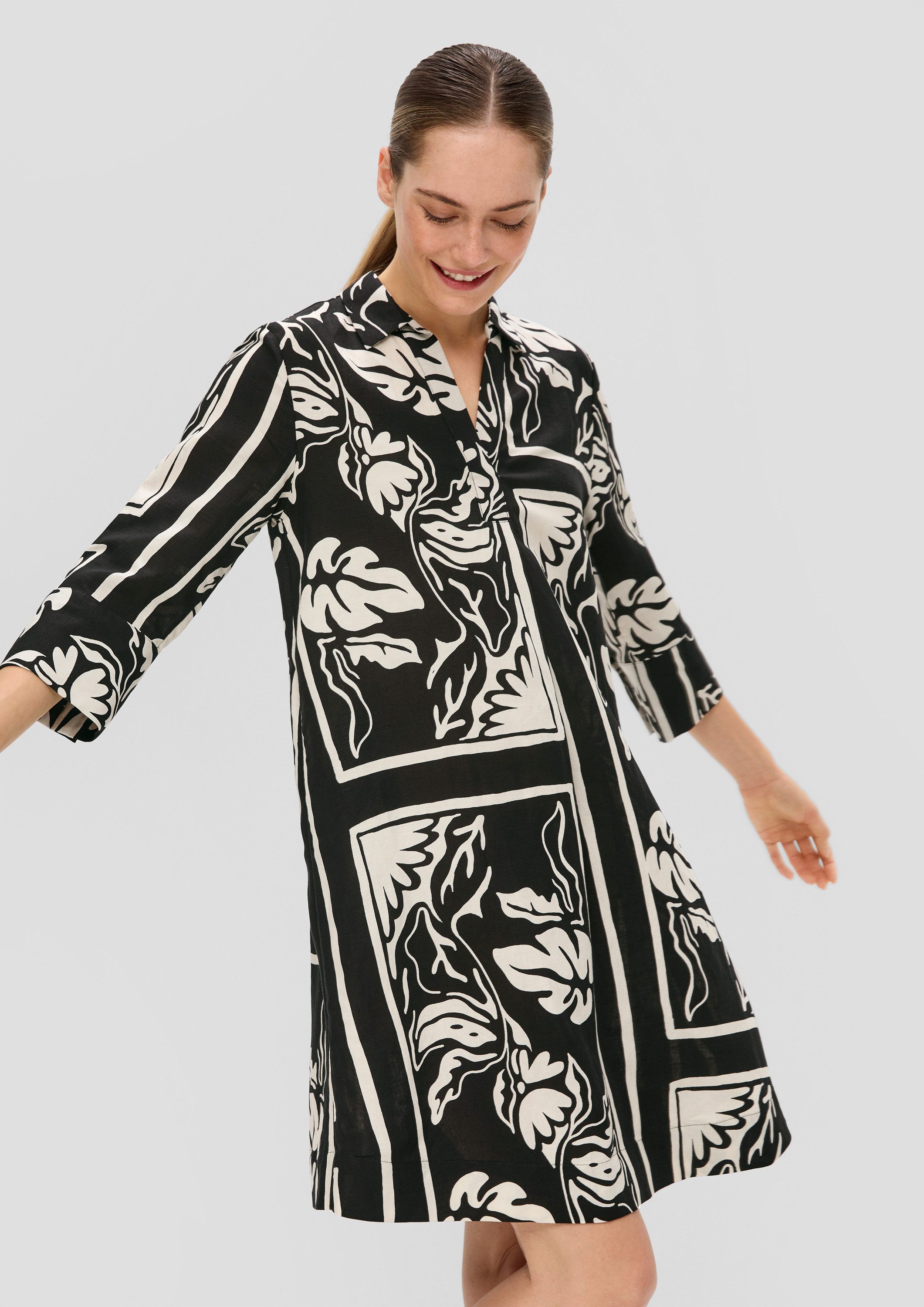 s.Oliver Minikleid Kleid Kurzes Kleid aus Leinenmix mit Eingrifftaschen