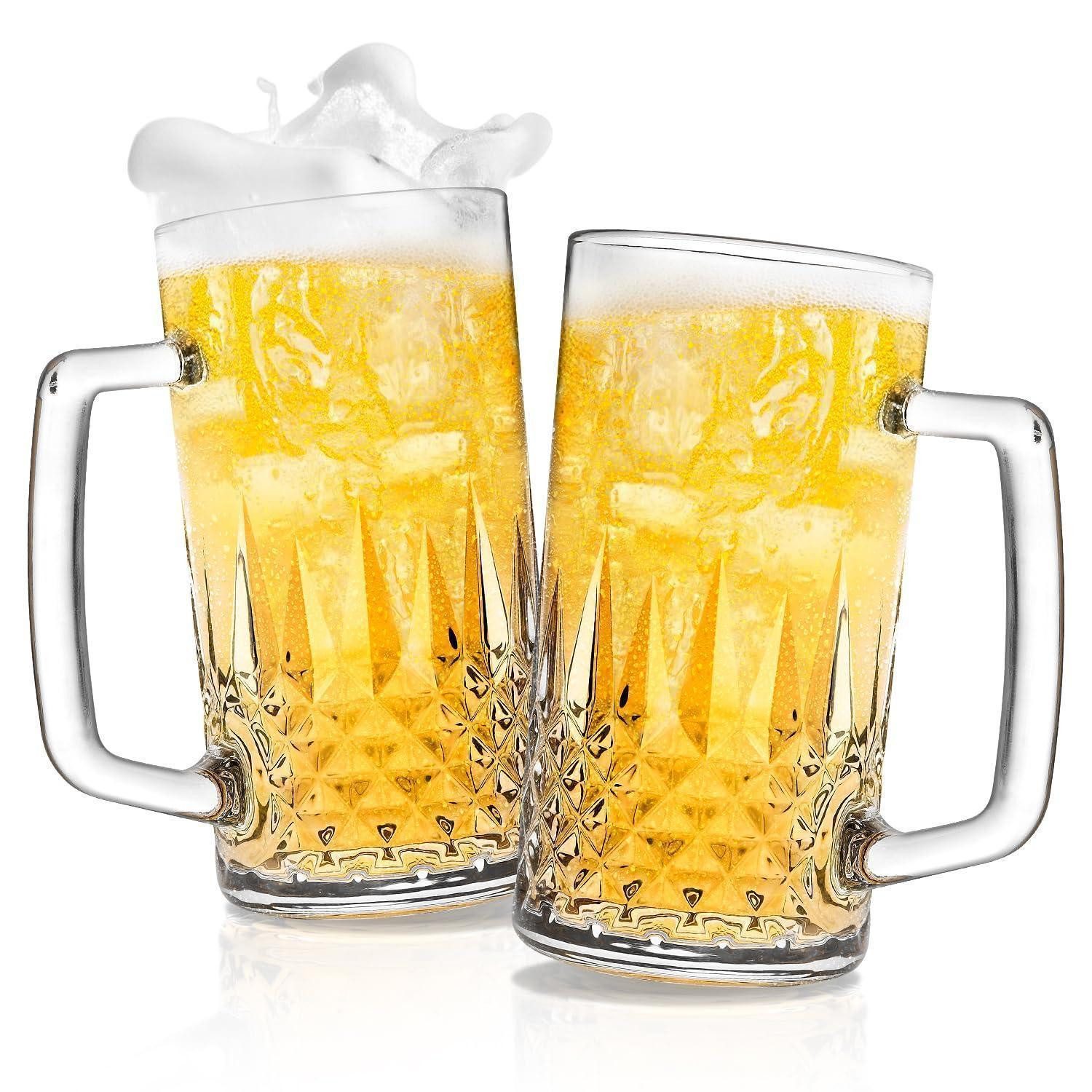 LuxusKollektion Bierkrug Bierkrug 0,58l 2er Set Henkelgläser Gefrier geeignet, 2-tlg., Glas