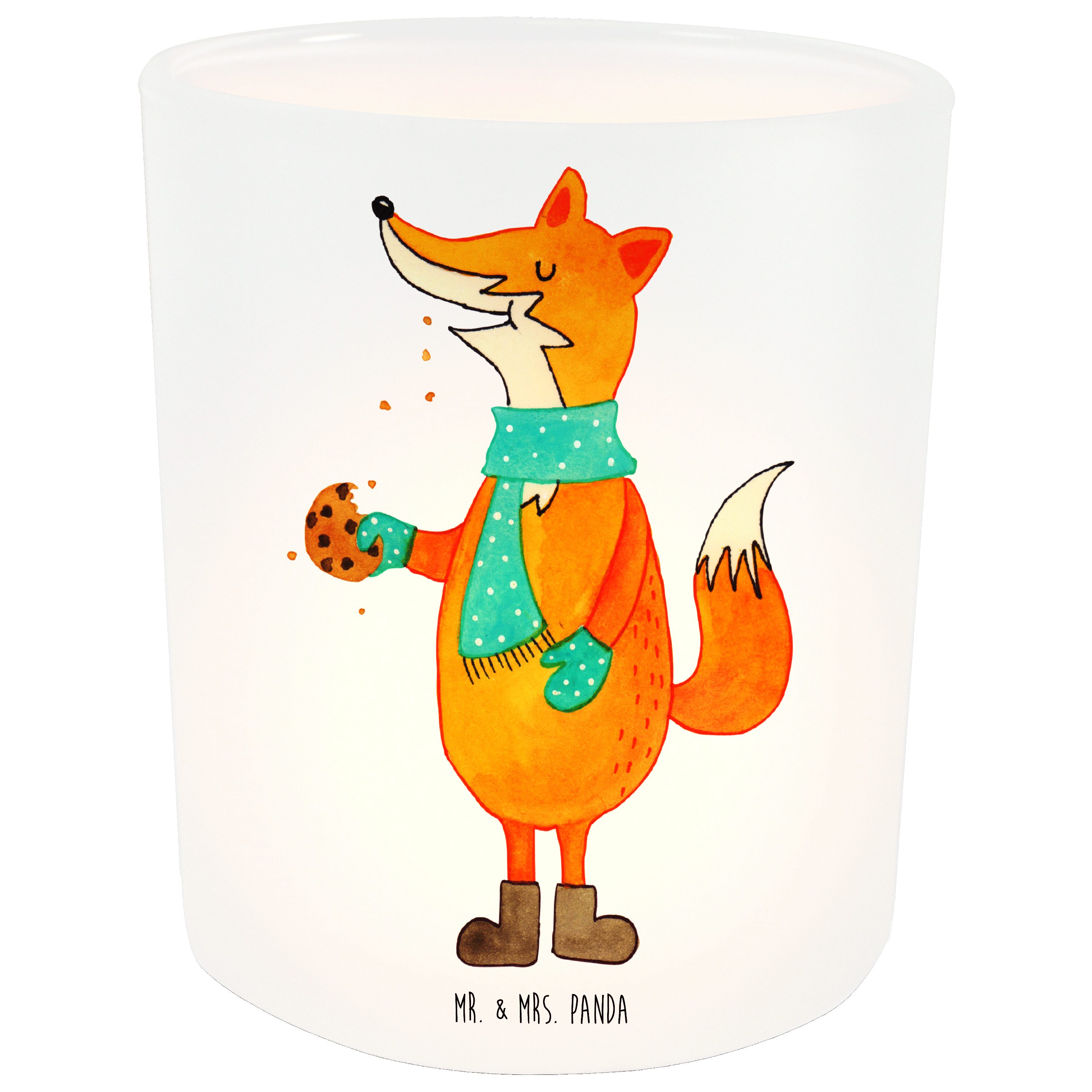 Mr. & Mrs. Panda Keksdose Kerz - St) Transparent Windlicht Fuchs - Teelichtglas, Geschenk, Windlicht (1