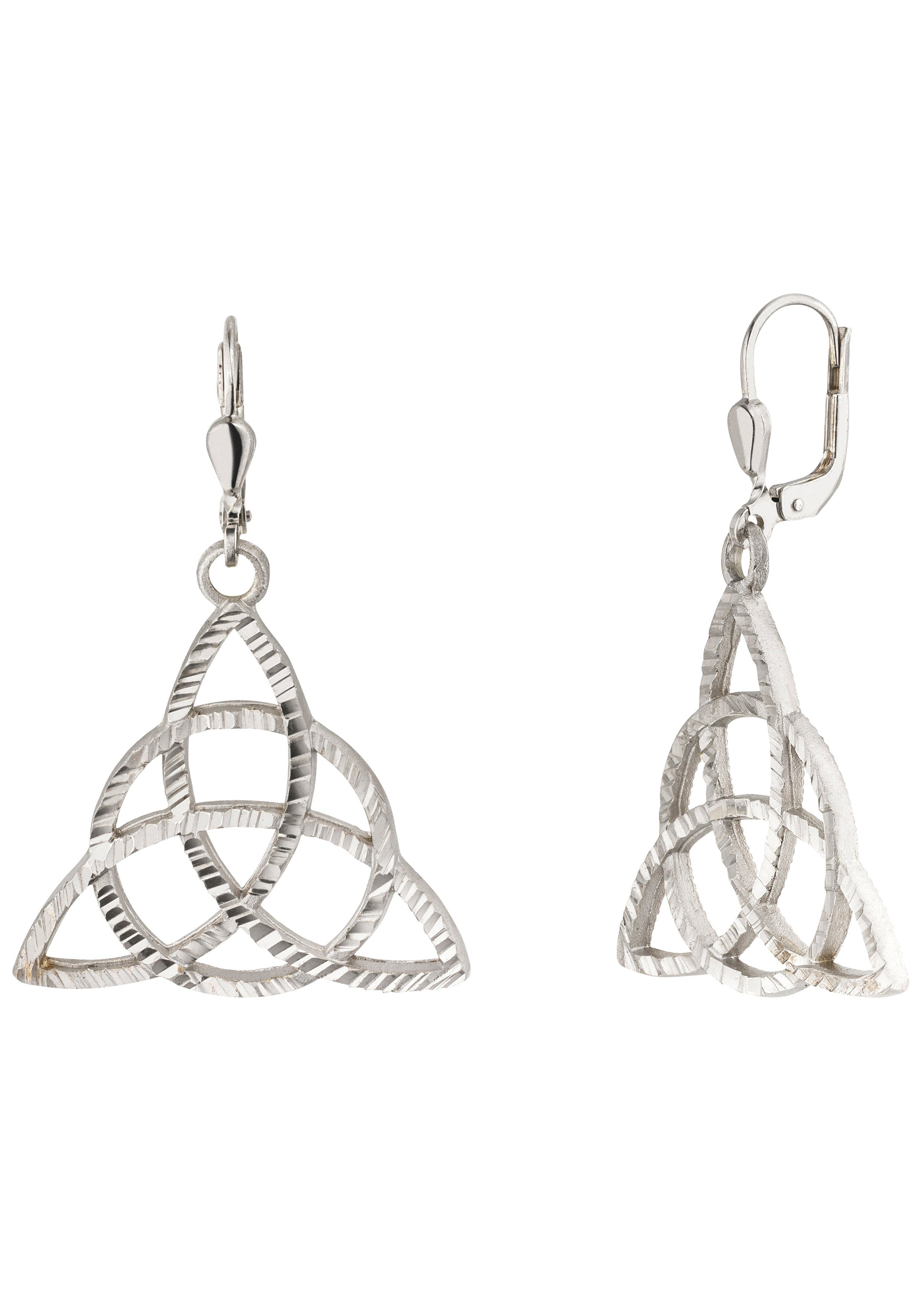 JOBO Paar Ohrhänger Ohrringe Silberohrringe Triquetra 28 mm, 925 Silber rhodiniert