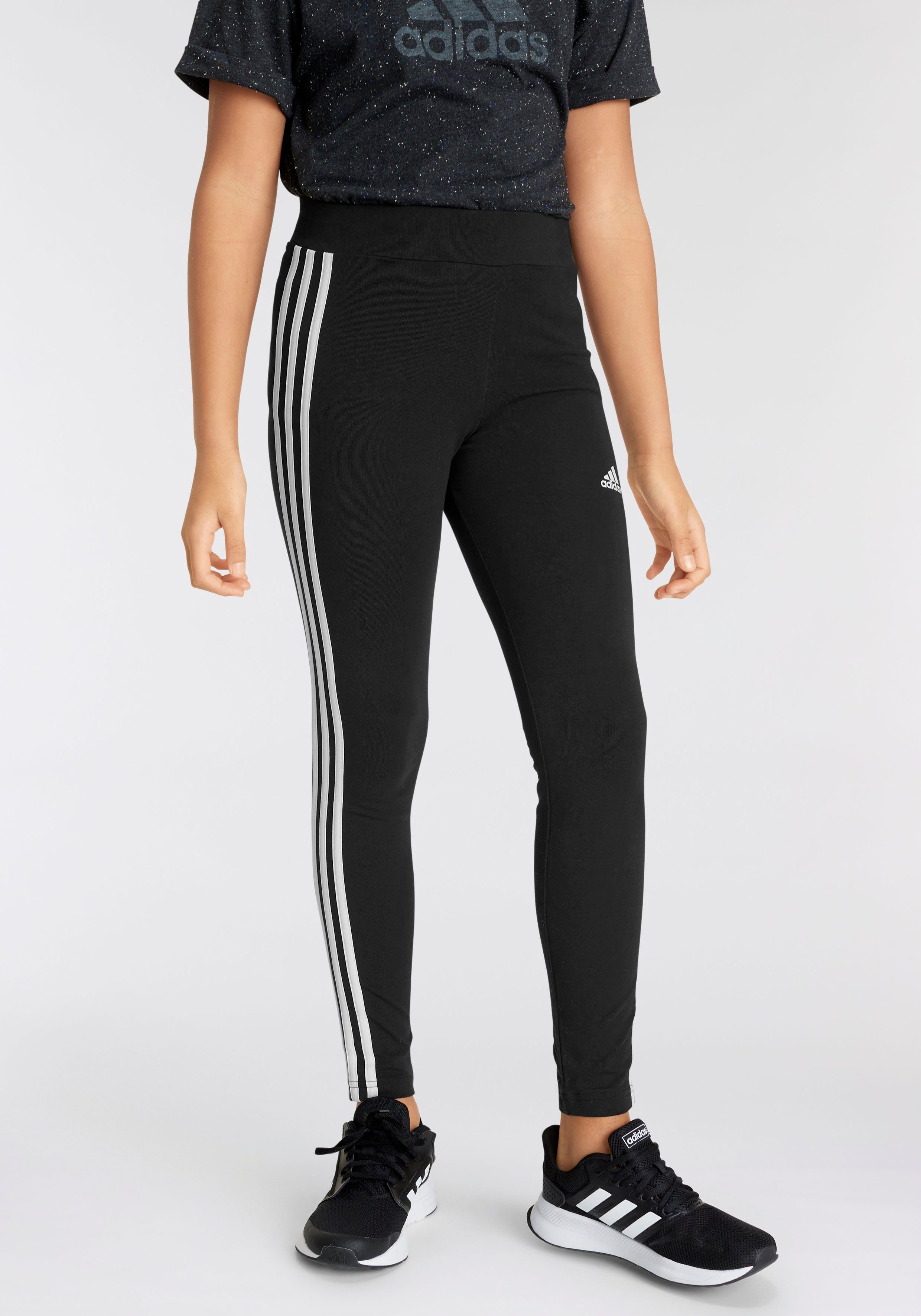 Black 3-STREIFEN ESSENTIALS / COTTON (1-tlg) adidas Sportswear Leggings White