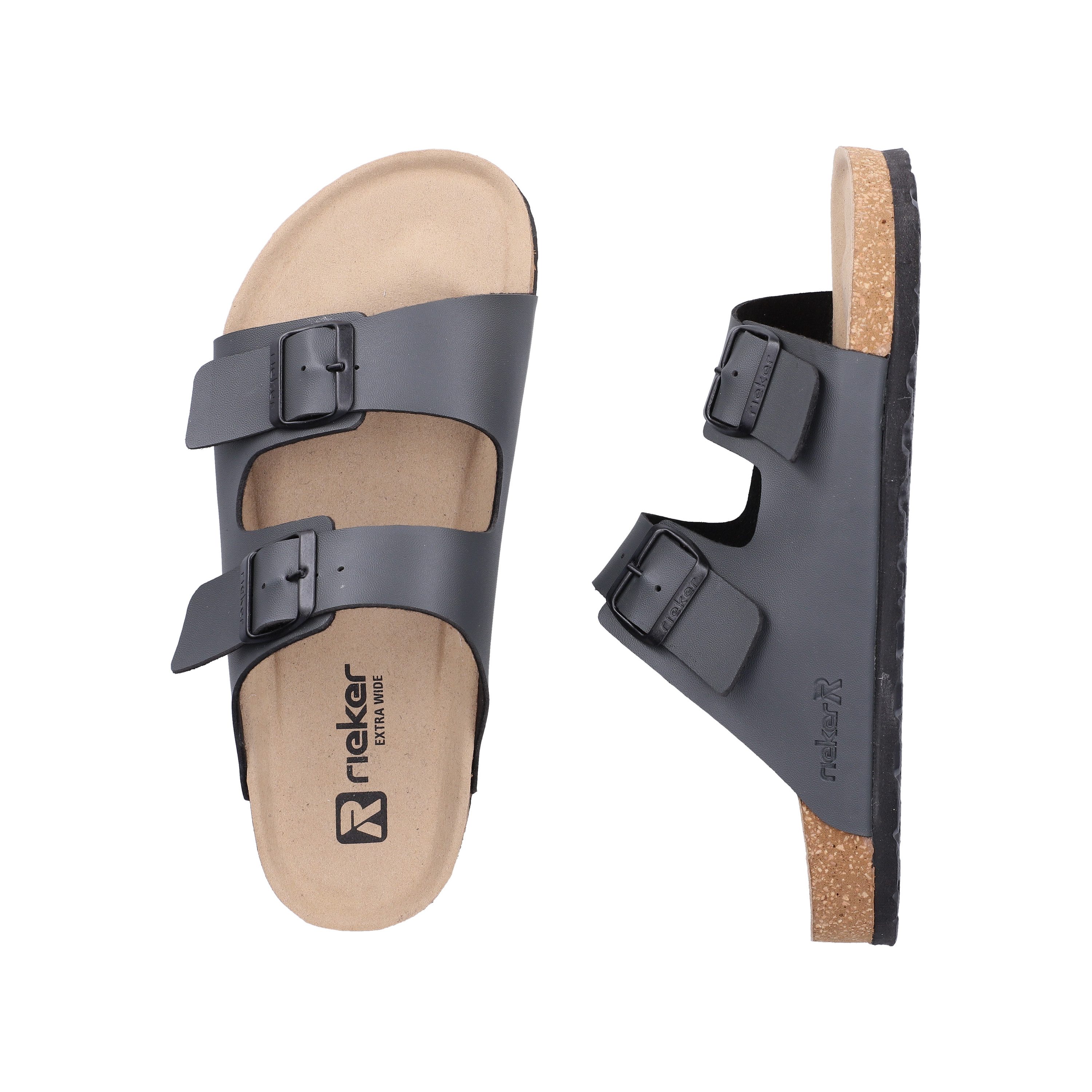 Rieker Pantolette Sommerschuh, Schlappen, Hausschuh, mit zwei Schnallenverschlüssen