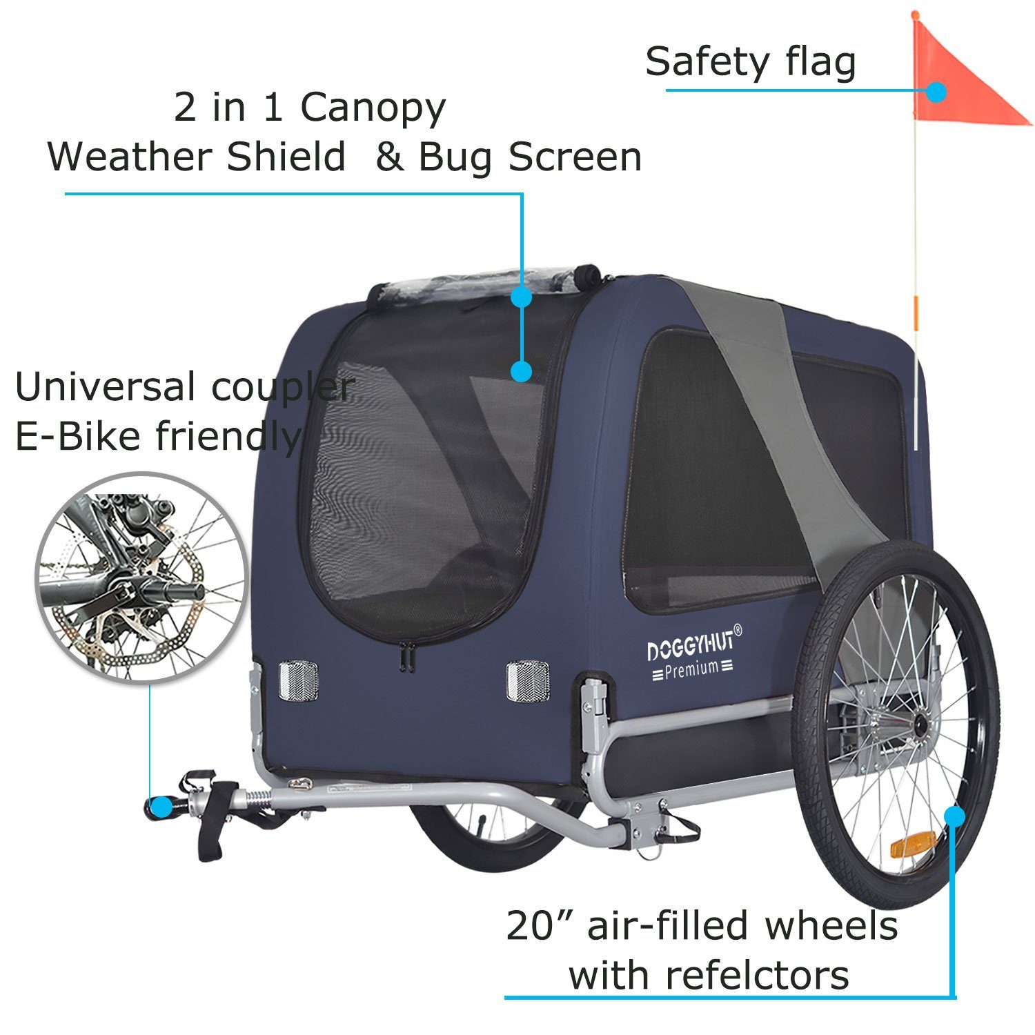 TIGGO Fahrradhundeanhänger DOGGYHUT® Hundefahrradanhänger 15 - 30kg Hundeanhänger Fahrradanhänger