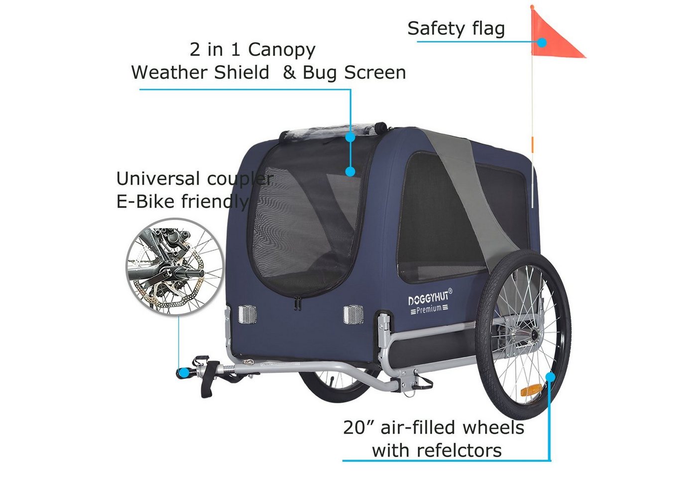Thumbnail - TIGGO Fahrradhundeanhänger DOGGYHUT® Hundefahrradanhänger 15 - 30kg Hundeanhänger Fahrradanhänger