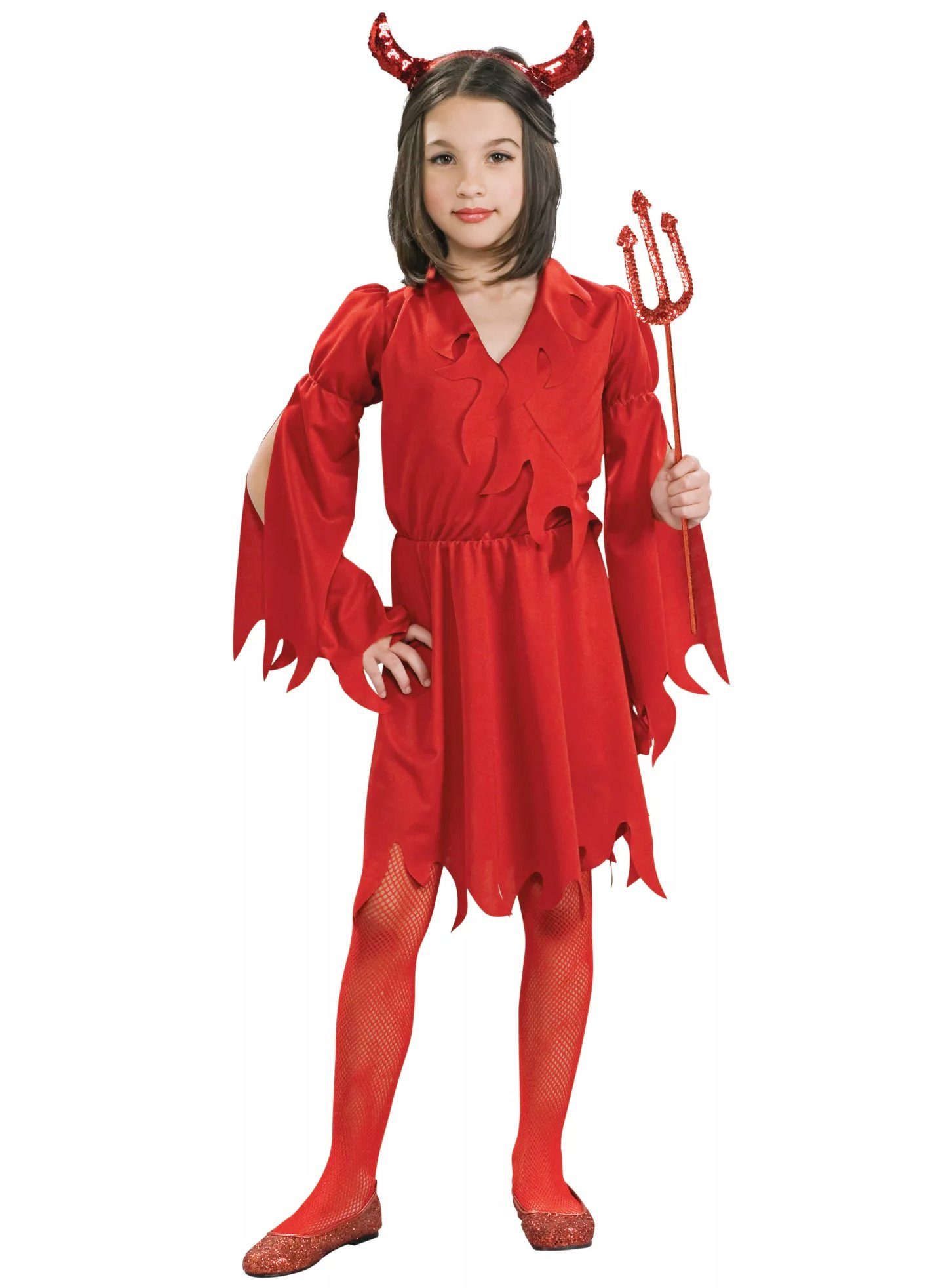 Rubie´s Teufel-Kostüm Teufelskleid - Halloween Kostüm Kinder Mädchen, Kleiner roter Dämon für Karneval und Halloween