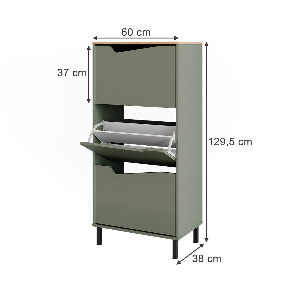 Vicco Schuhkipper Marelle, Grün/Artisan, 60 x 129.5 cm mit 3 Fächern (1 St)