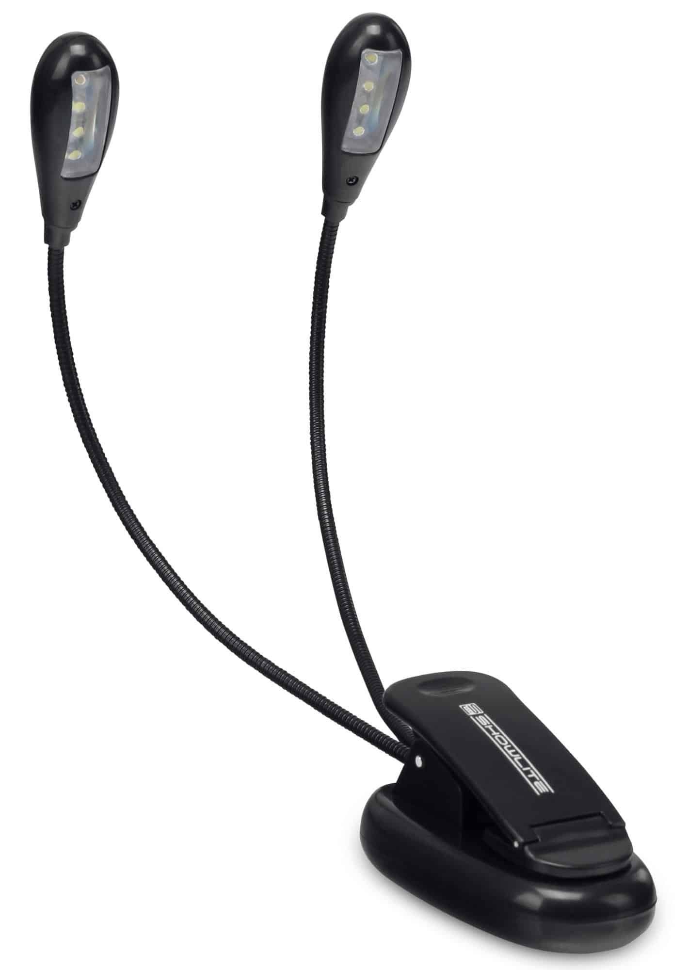 Showlite Notenpult Bright Light 8 LED Notenpultleuchte, (Clip Leselampe, 3-tlg., Inkl. Batterien und USB-Kabel), Stromversorgung über Batterie oder Netzteil