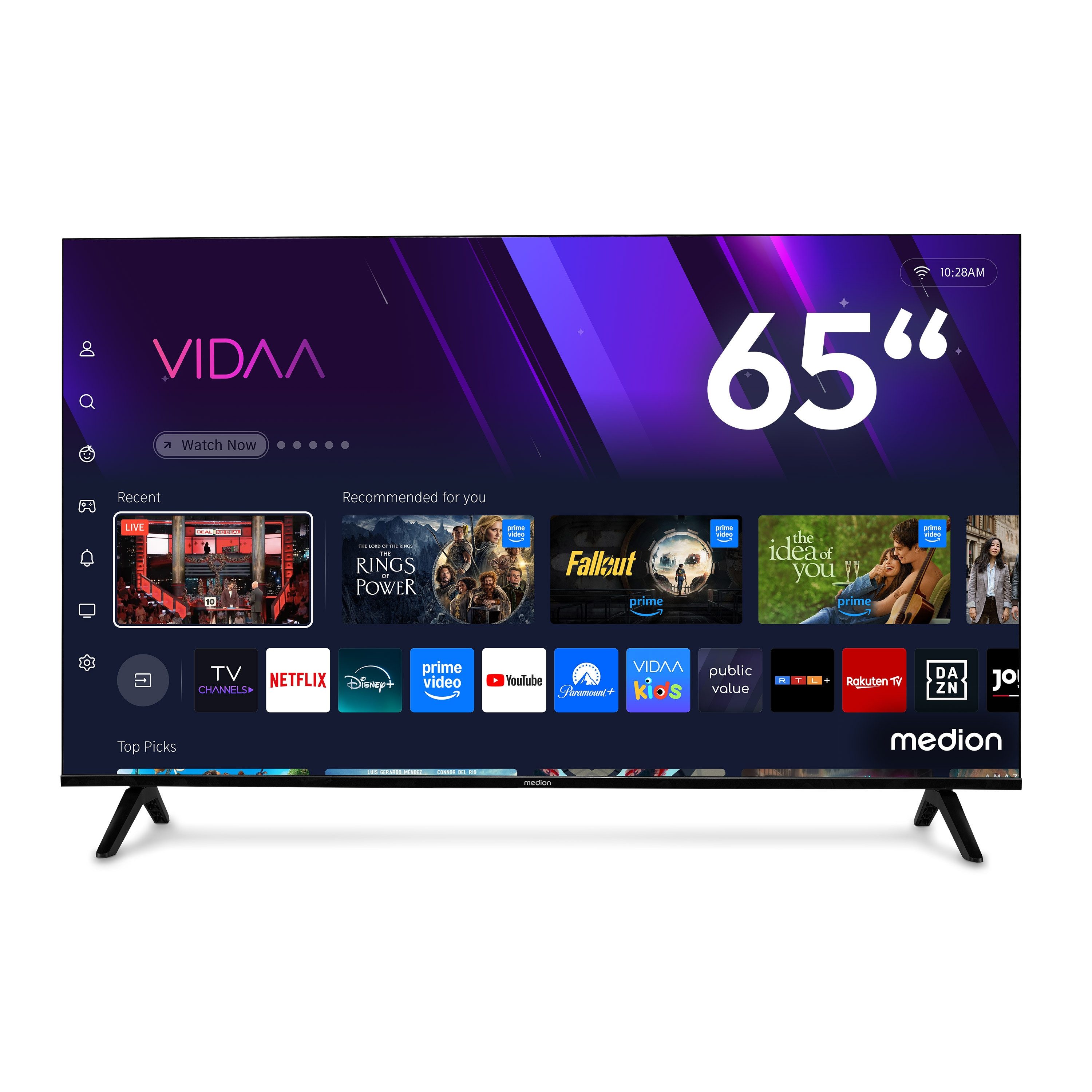 Medion® MD865601 QLED-Fernseher (163.9 cm/65 Zoll, 4K Ultra HD, Smart-TV, Dolby Vision, Dolby Atmos, Netflix, HBO Max, Prime Video, Disney+, WOW)