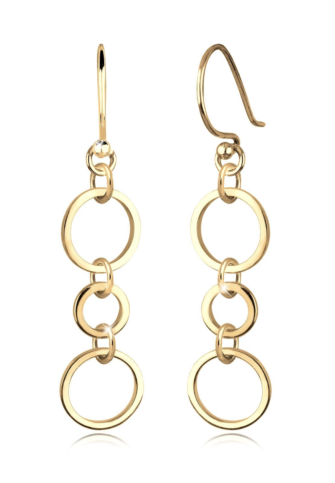 Elli Paar Geo Kreis Geo, vergoldet, Ohrhänger Filigran Silber Elegant Kreise Ringe