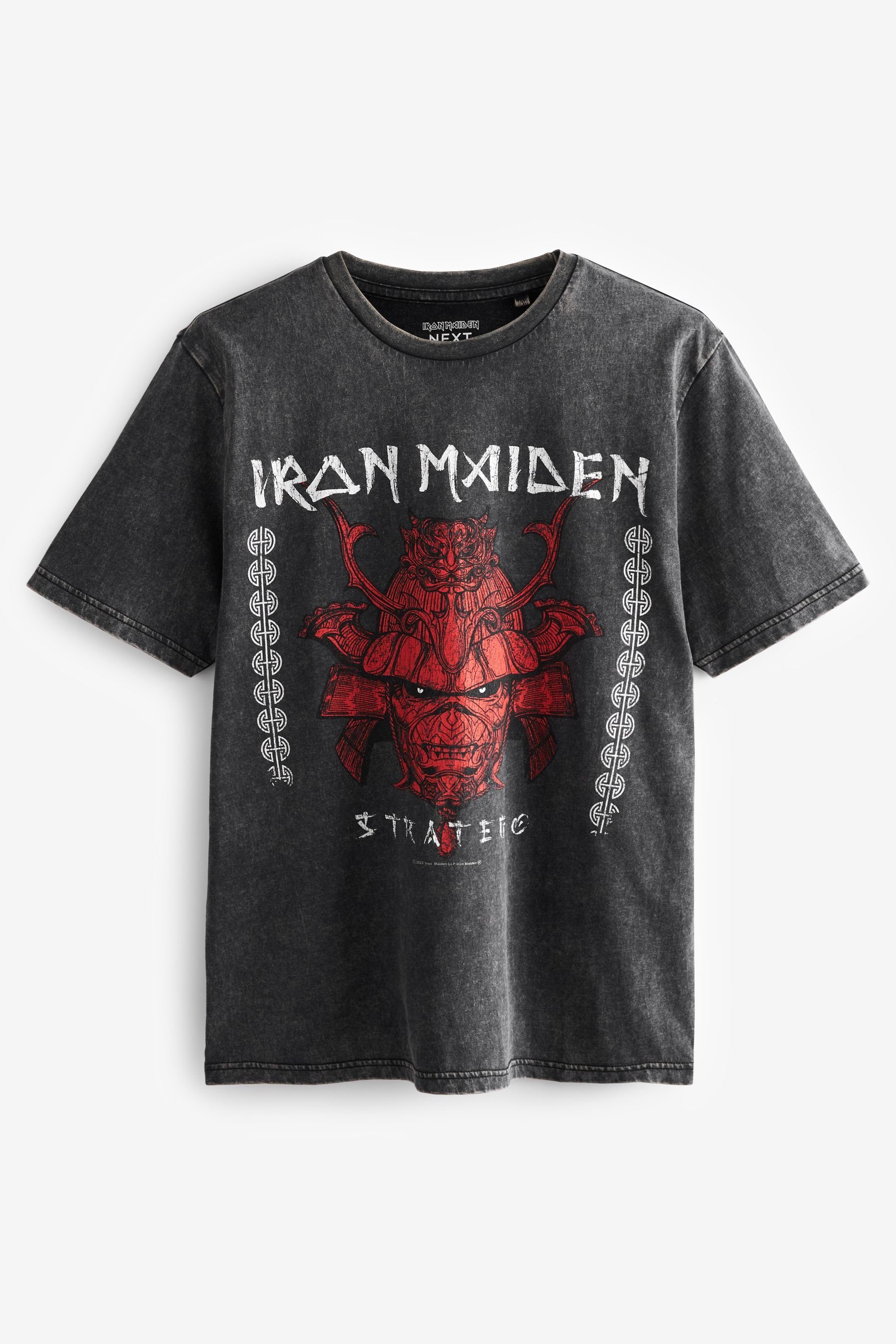 Next T-Shirt License T-Shirt (1-tlg) Iron Maiden Grey Acid Wash