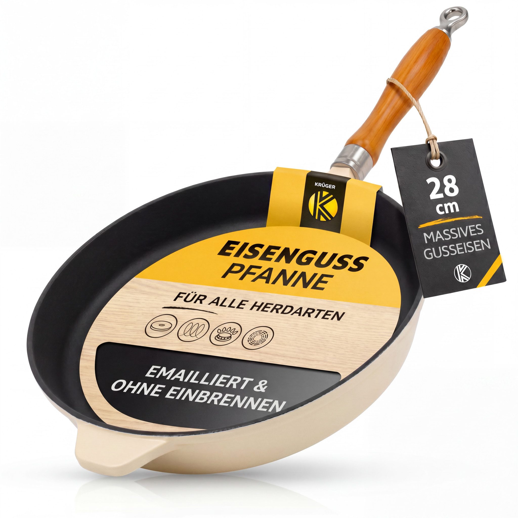 Krüger Bratpfanne Einsenguss Pfanne SAVANNA, Gusseisen (1-tlg), für Induktions-Kochfelder geeignet