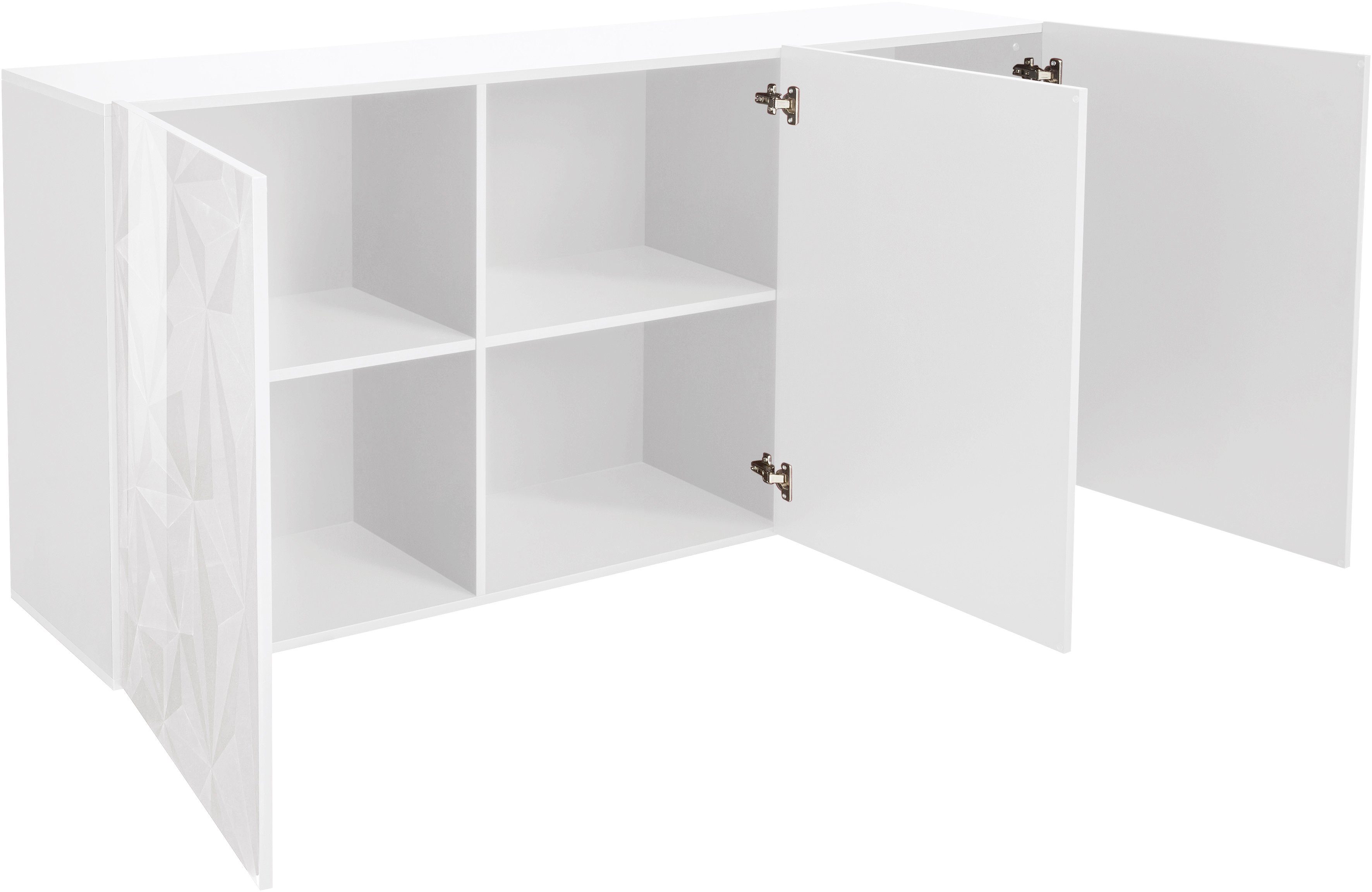 Home affaire Sideboard Prisma Breite 181, Kommode 3 Türen, Anrichte, Front mit elegantem Siebdruck, grifflos, viel Stauraum