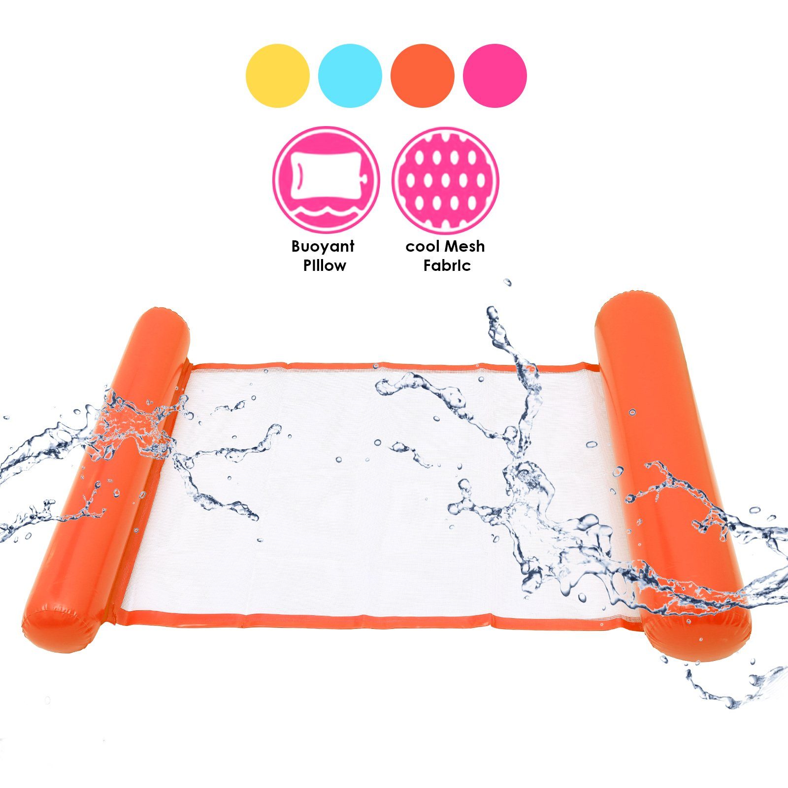 (Badeinsel Lounge Schwimmliege TolleTour Wassermatratze Wasserliege Luftmatratze Wasserhängematte Schwimmreifen Orange 120X75CM), aufblasbar Schwimmliege 120X75CM Pool