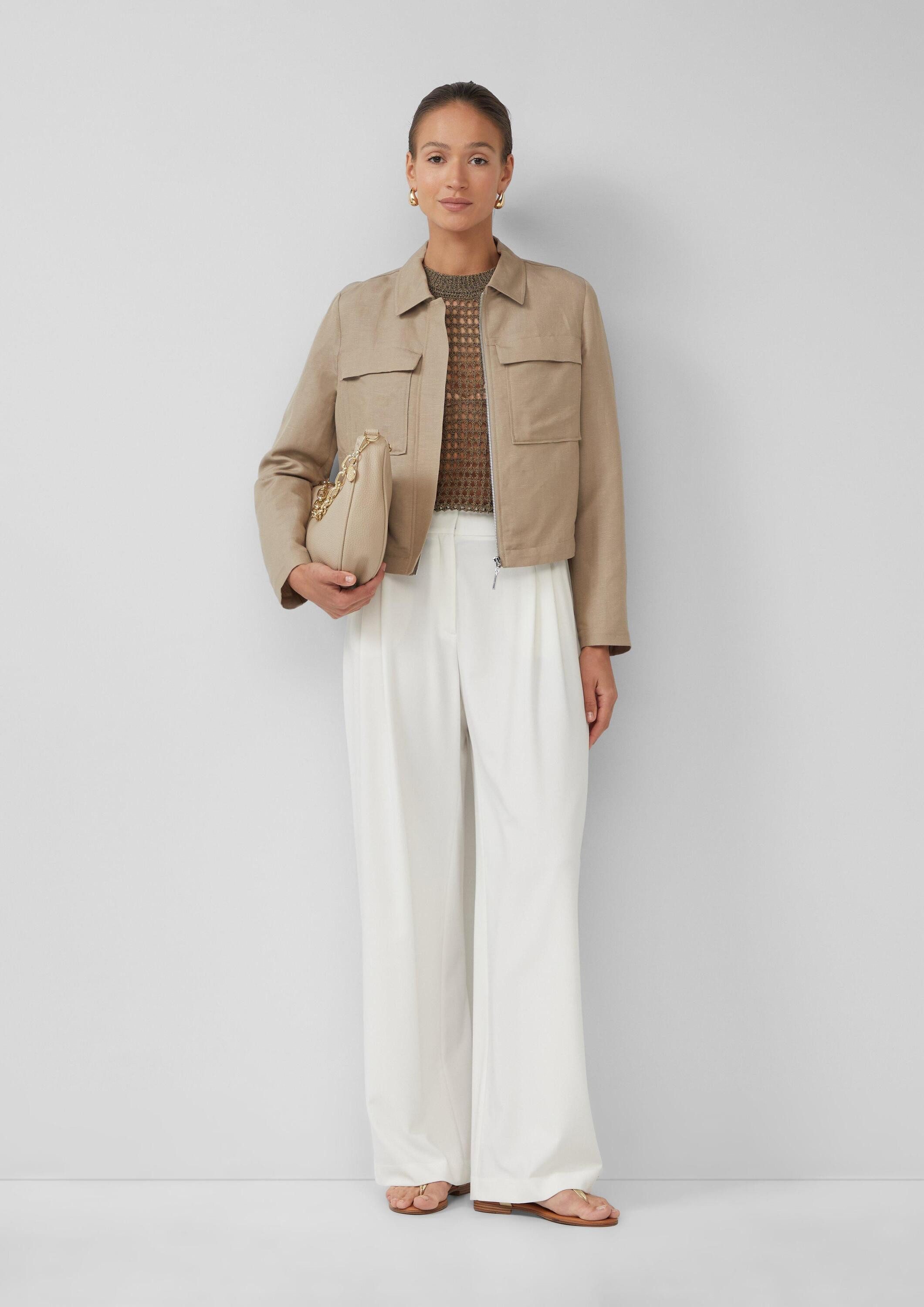 s.Oliver Chinos Hose Hose mit Extra Wide Leg und Crêpe-Struktur