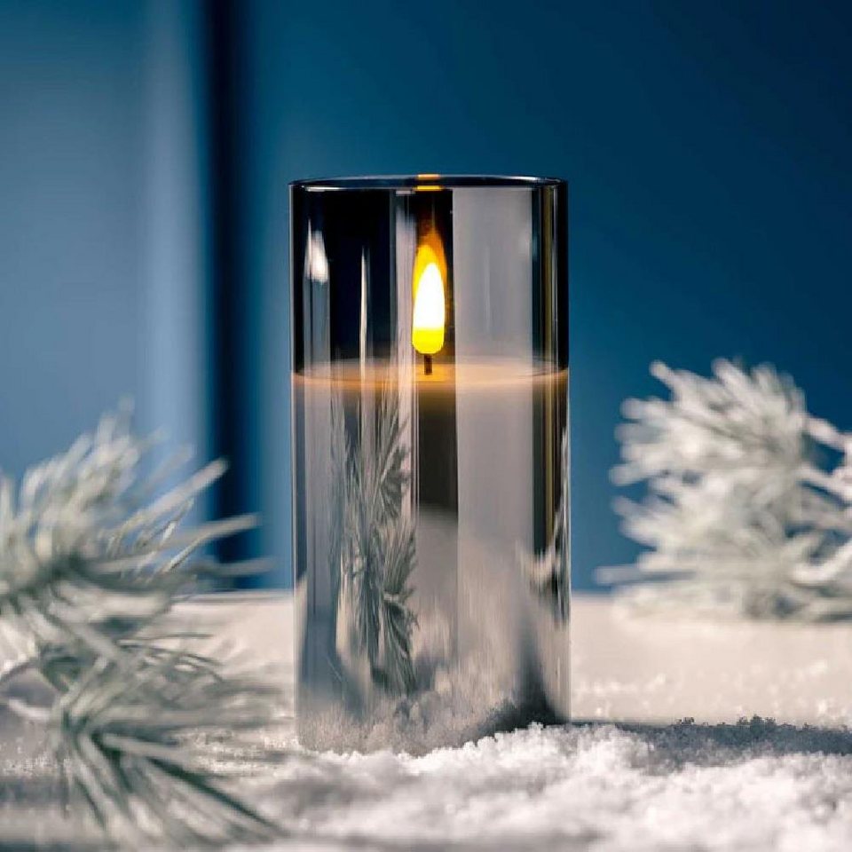 LEONARDO Windlicht Leonardo LED Kerze Silber (15x8cm)