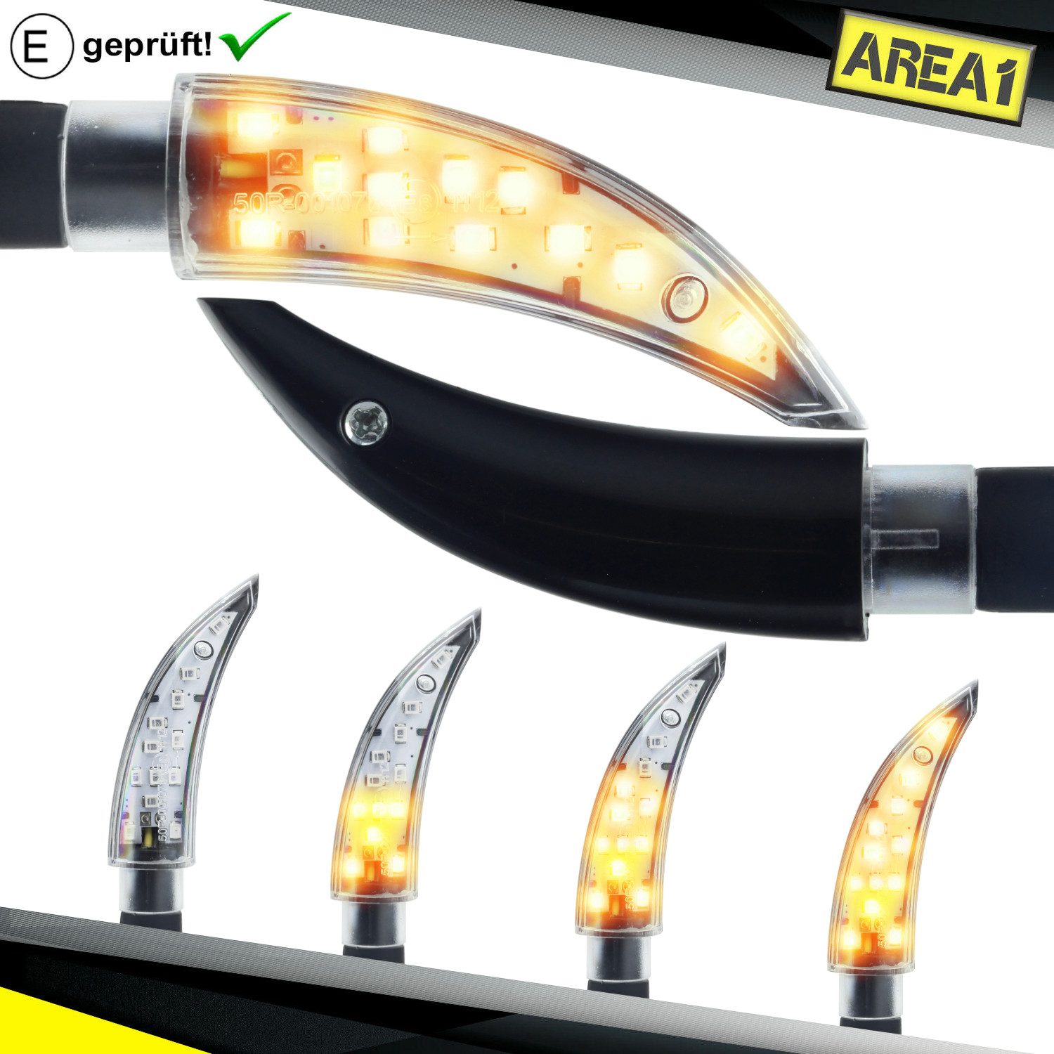 Blinker Motorrad LED Blinker E-geprüft Set (2 Stück) M8 mit Lauflichteffekt