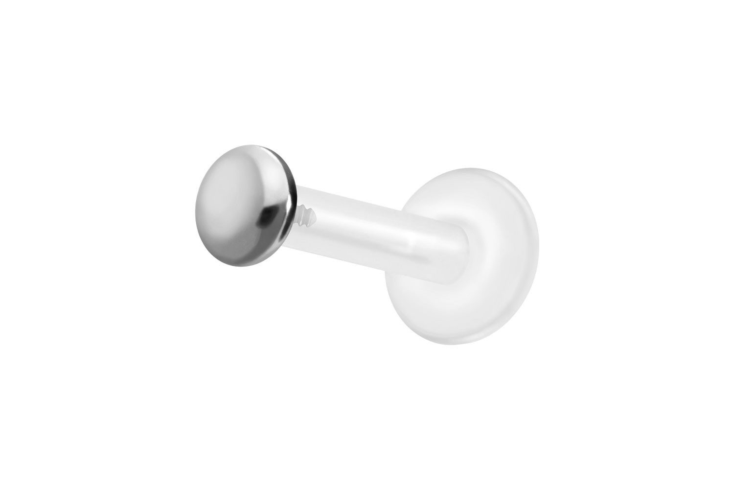 Piercing-Set PTFE Labret mit Innengewinde + Titan-Aufsatz FLACH