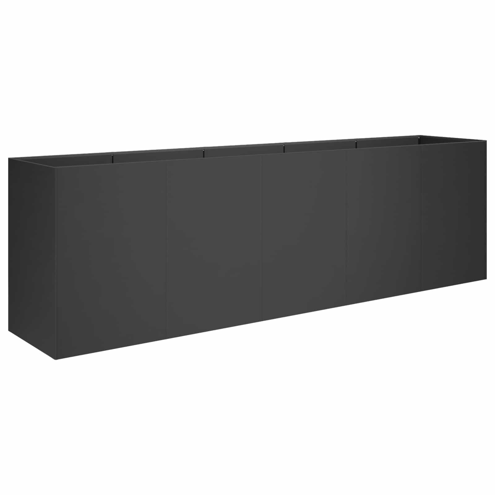 vidaXL Blumentopf Garten-Pflanzgefäß Schwarz 200 x 40 x 60 cm Kaltgewalzter Stahl (1 St)