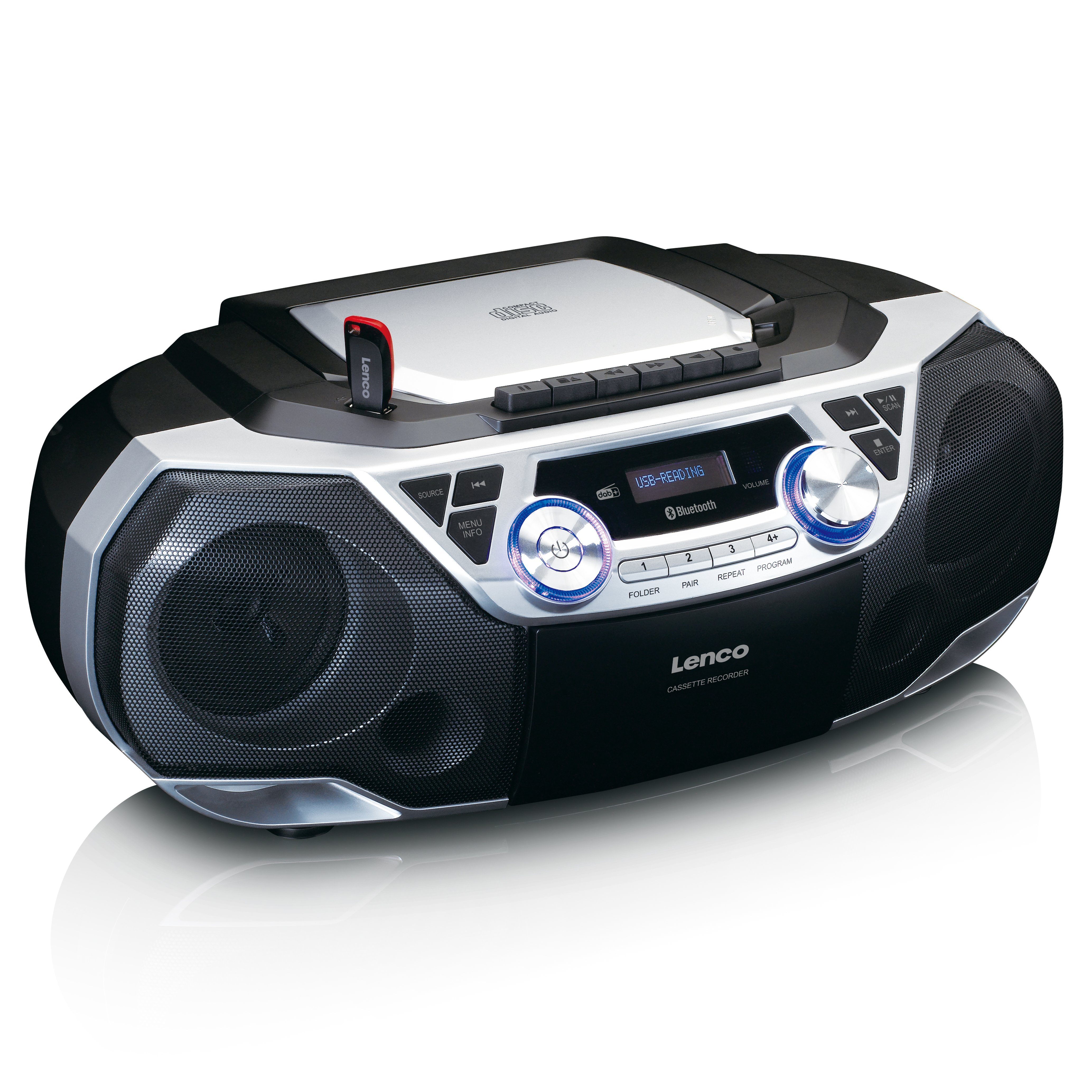 Lenco SCD-720SI Digitalradio (DAB) (DAB+,FM, 12 W, XXL-Boombox mit 6W-RMS Bluetooth 5.0, MP3/CD-Player & Batterie/Strom)