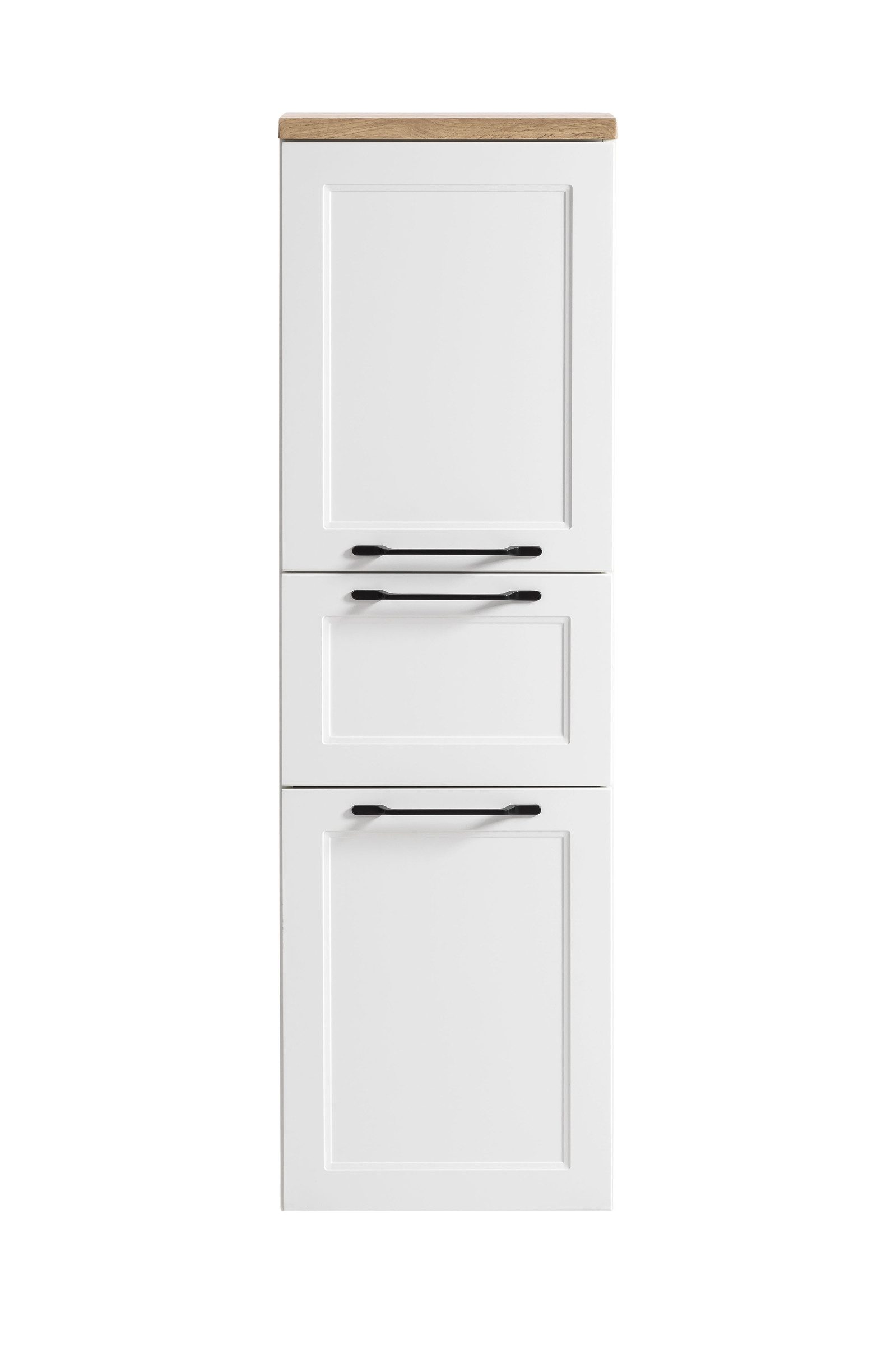 HELD MÖBEL Midischrank in weiß, Wotaneiche, MDF - 40x130x35cm (BxHxT)