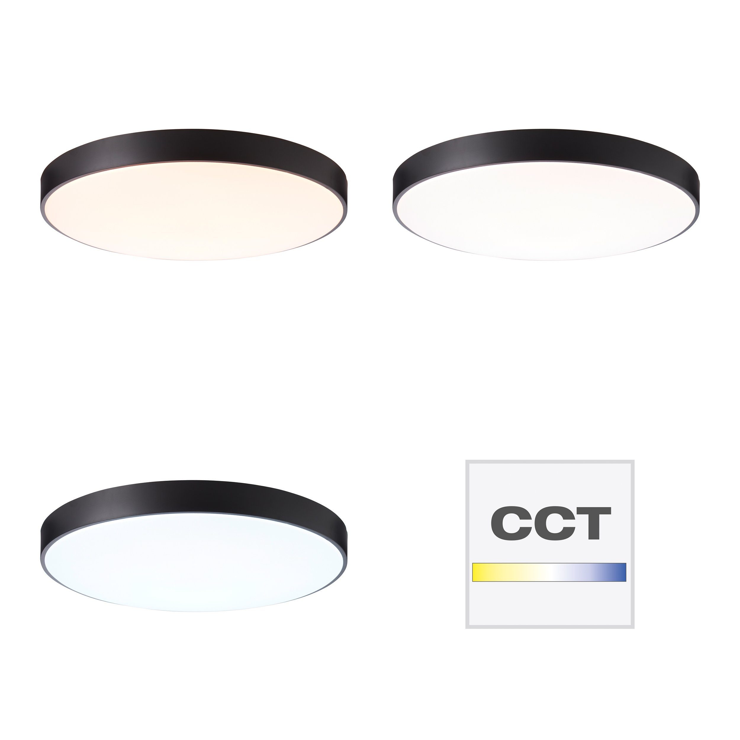 Lightbox LED Ø XXL, cm, 8800 fest CCT, Deckenlampe warmweiß - schwarz dimmbar, 78 integriert, LED Dimmfunktion, LED kaltweiß, Deckenleuchte, lm