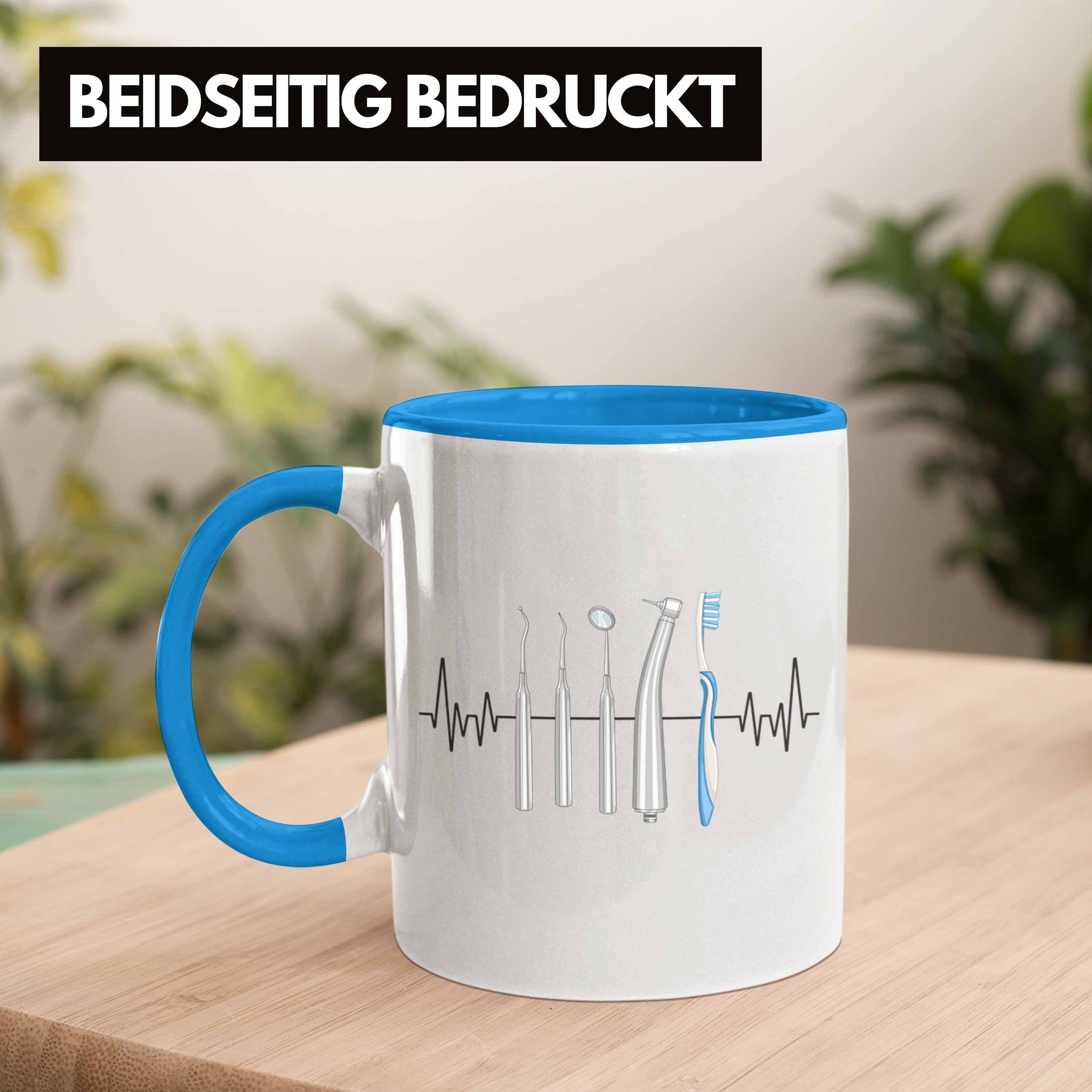 - Zahnar für Zahnmedizin Tasse Geschenk Trendation Zahnarzt Blau Trendation Tasse Herzschlag