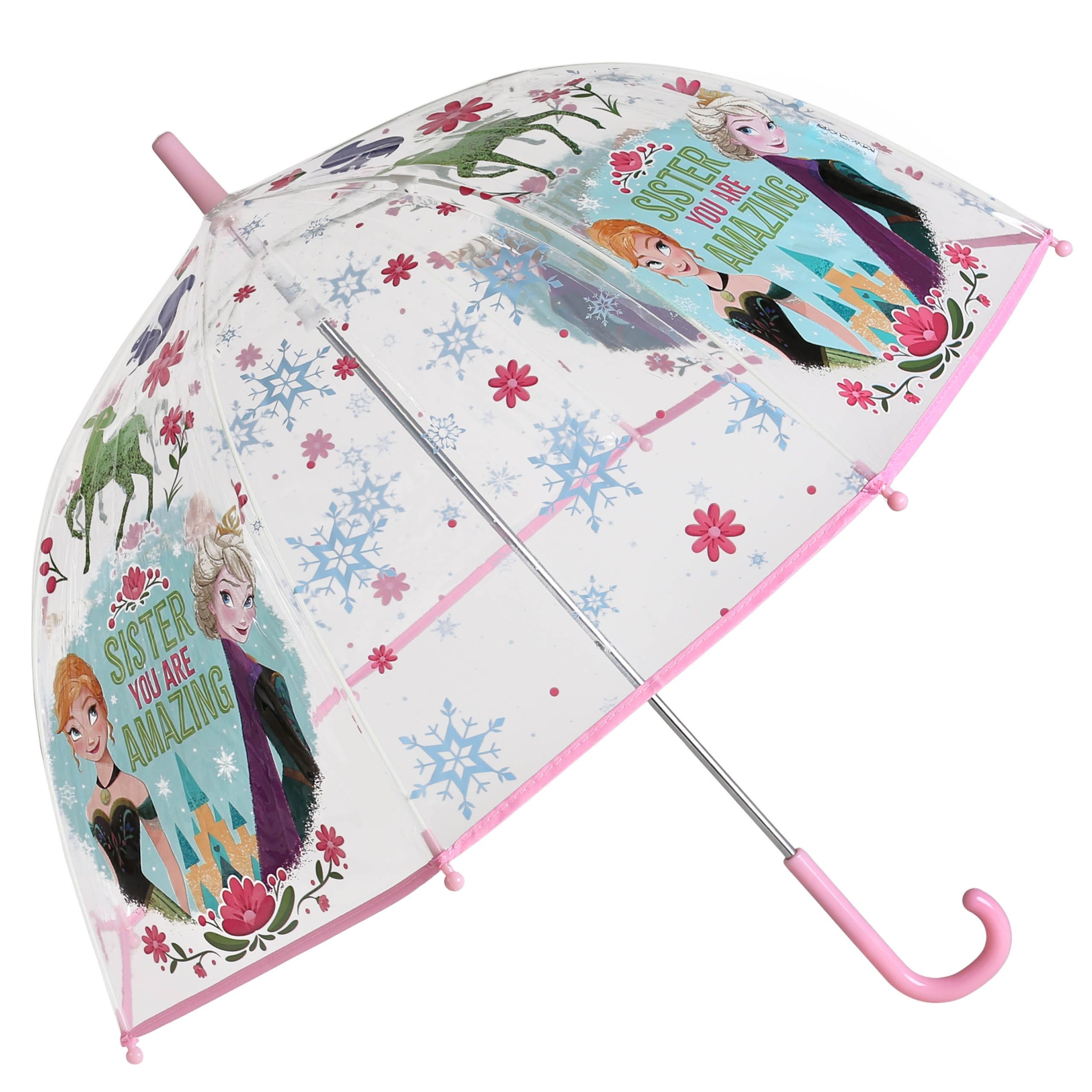 Disney Frozen Taschenregenschirm DISNEY Frozen Anna & Elsa Regenschirm transparent, 46 cm