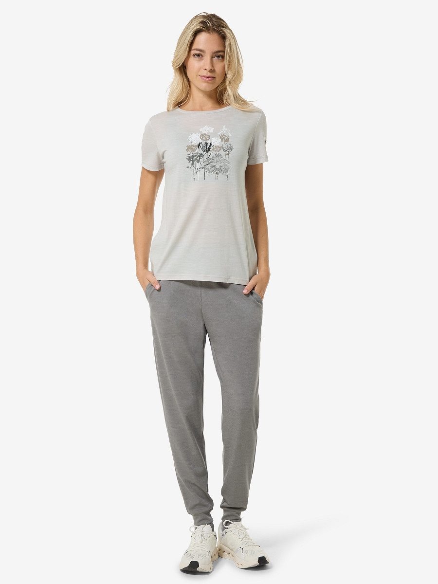 SUPER.NATURAL T-Shirt für Damen, nachhaltig, Merino W ORCHID BIO J TEE mit Blumen-Motiv, atmungsaktiv