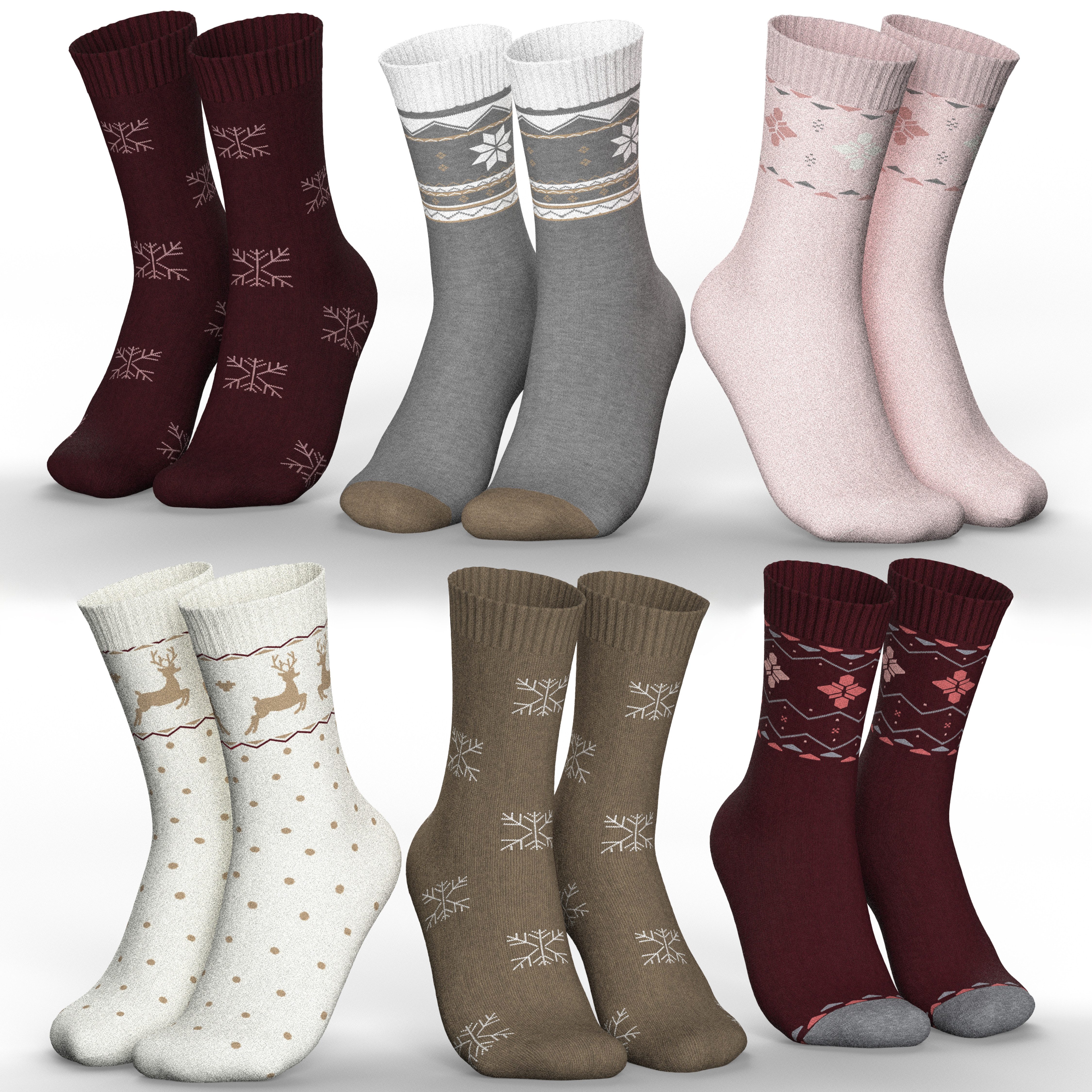 MEDOLY Thermosocken Damen Wintersocken mit 85% Baumwolle (6er Pack) Vollfrottee für extra Wärme