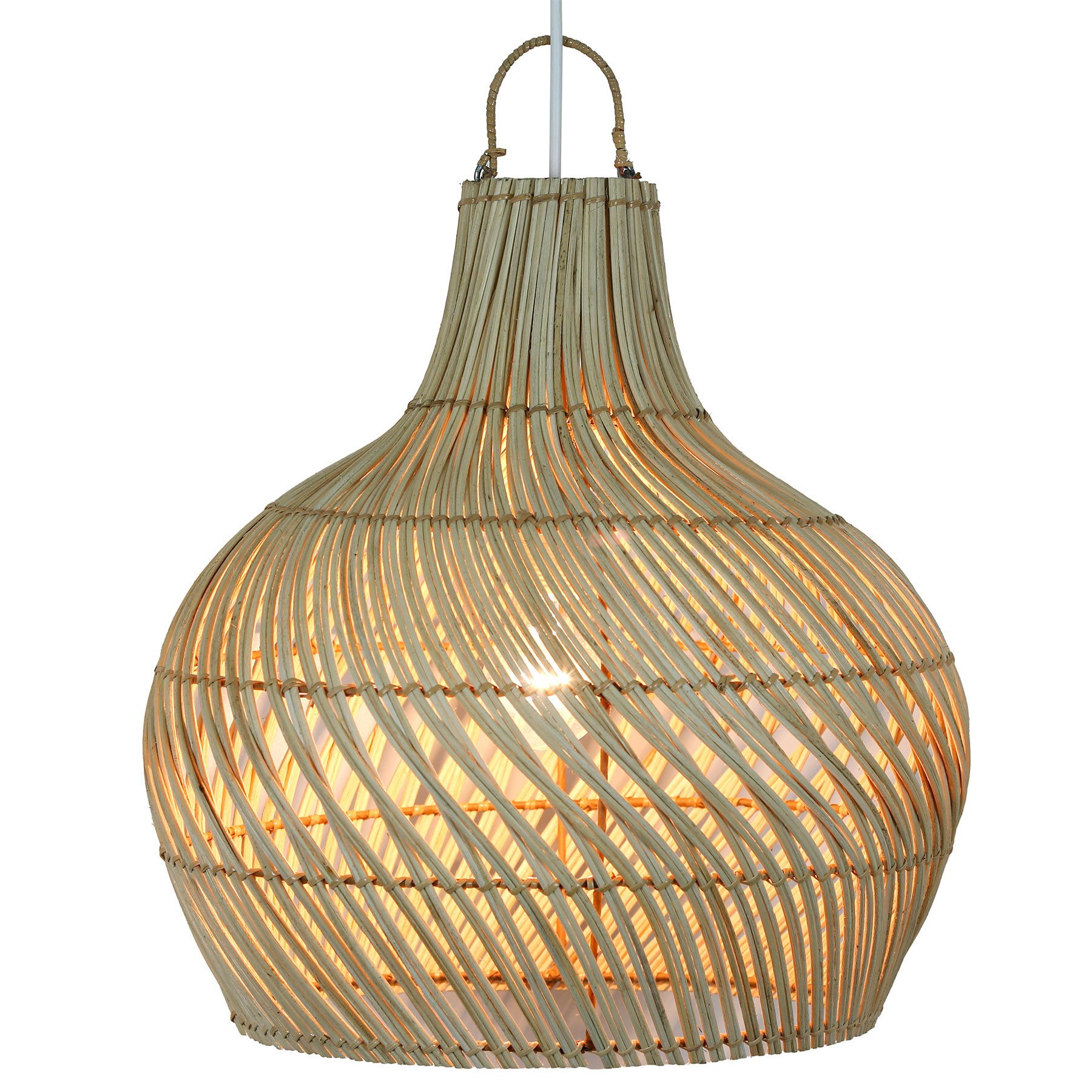 Casa Moro Pendelleuchte Deckenlampe Rattan Natur – Hängelampe Ø 40 cm, ohne günstig online kaufen