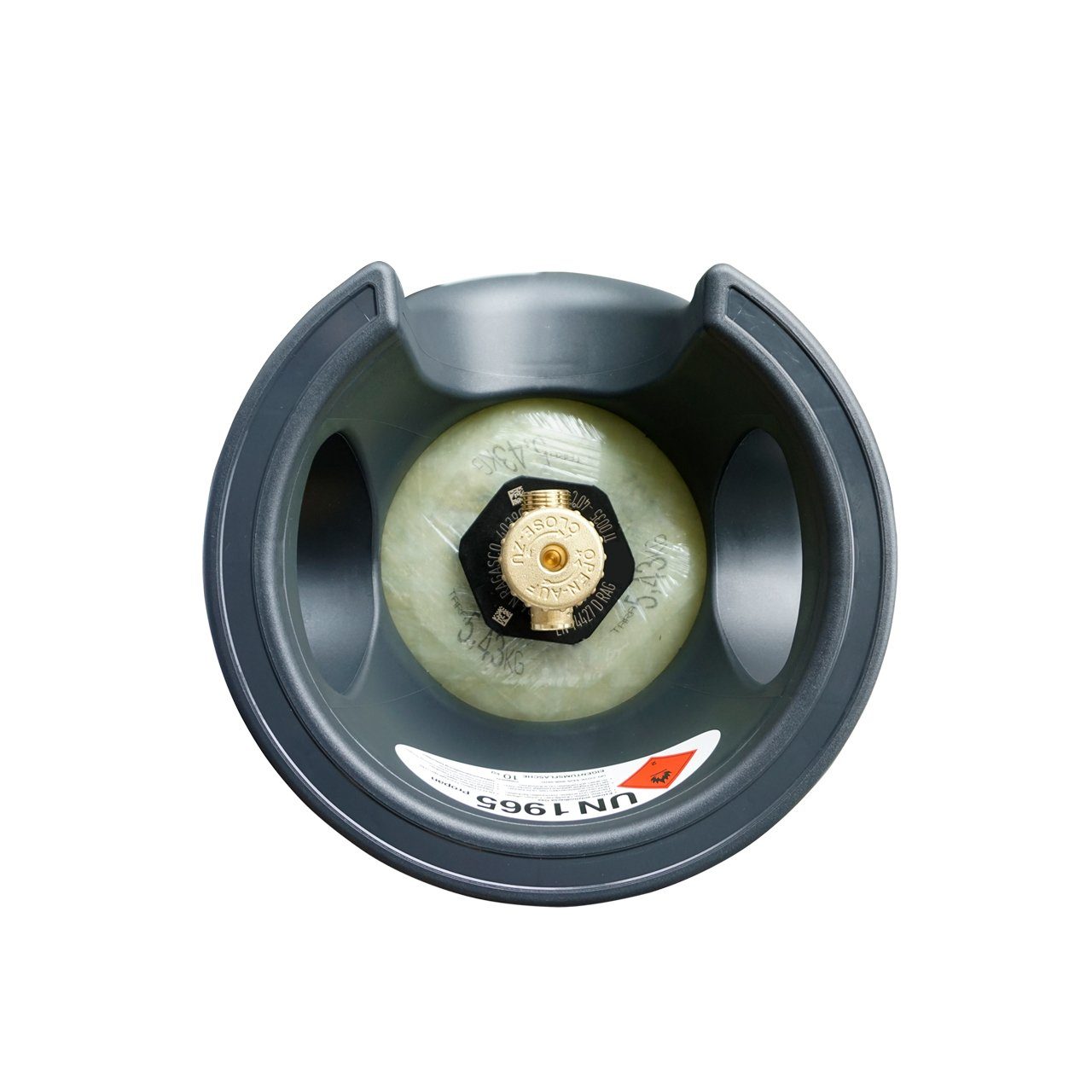 BlueCraft Gas Composite Premium 10 kg Eigentums Propan-Gasflasche ungefüllt, 10 kg Composite Gasflasche inkl. einem Gasreglerlöser +17er Schlüssel