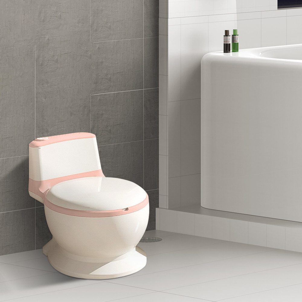 JEOBEST Toilettentrainer Töpfchen für Kinder mit Spülsound und Toilettenpapierhalter, Spritzschutz Simulation Töpfchentraining für Kleinkinder ab 1-3