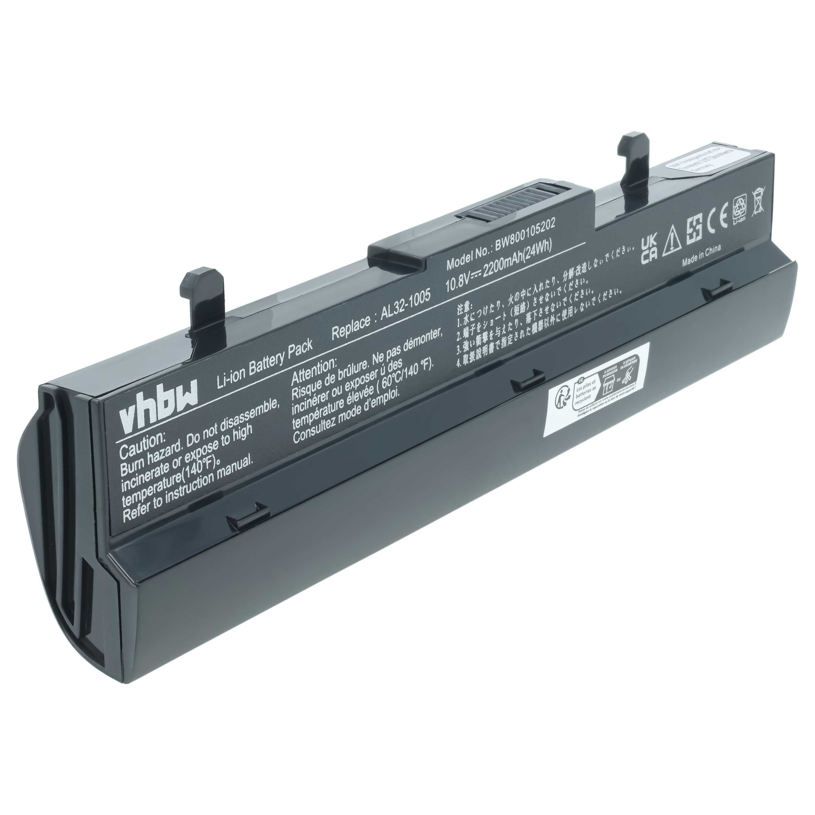 vhbw Akku Ersatz für Asus AL32-1005, AL31-1005, TL31-1005, PL32-1005, Laptop-Akku Akku Li-Ion 2200 mAh (11,1 V, 1 St), Leistungsfähiger Austausch-Akku für Notebook, Wiederaufladbar, Jede